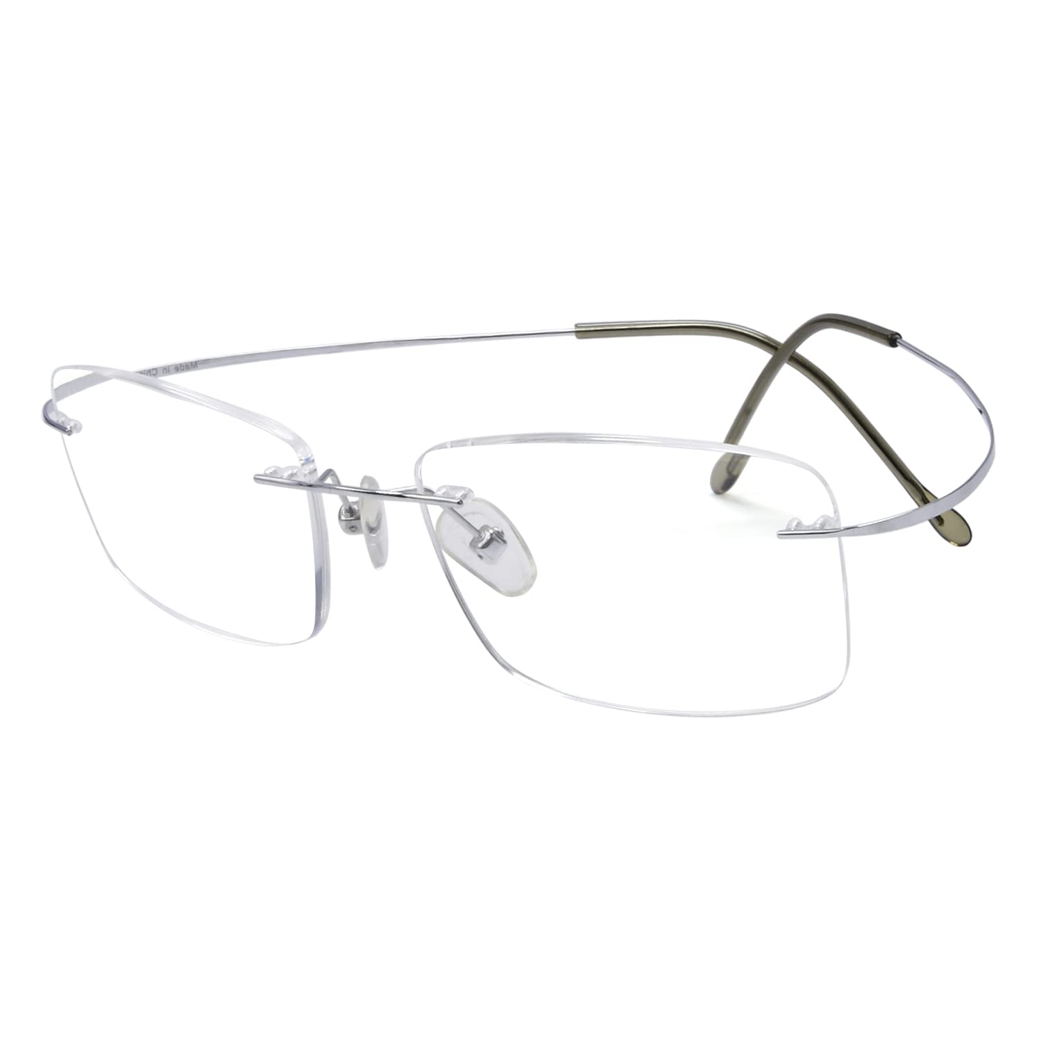 Titanium Rimless Reading Glasses for Men - Lightweight Silver Eyewear for Reading, Work & Computer Use