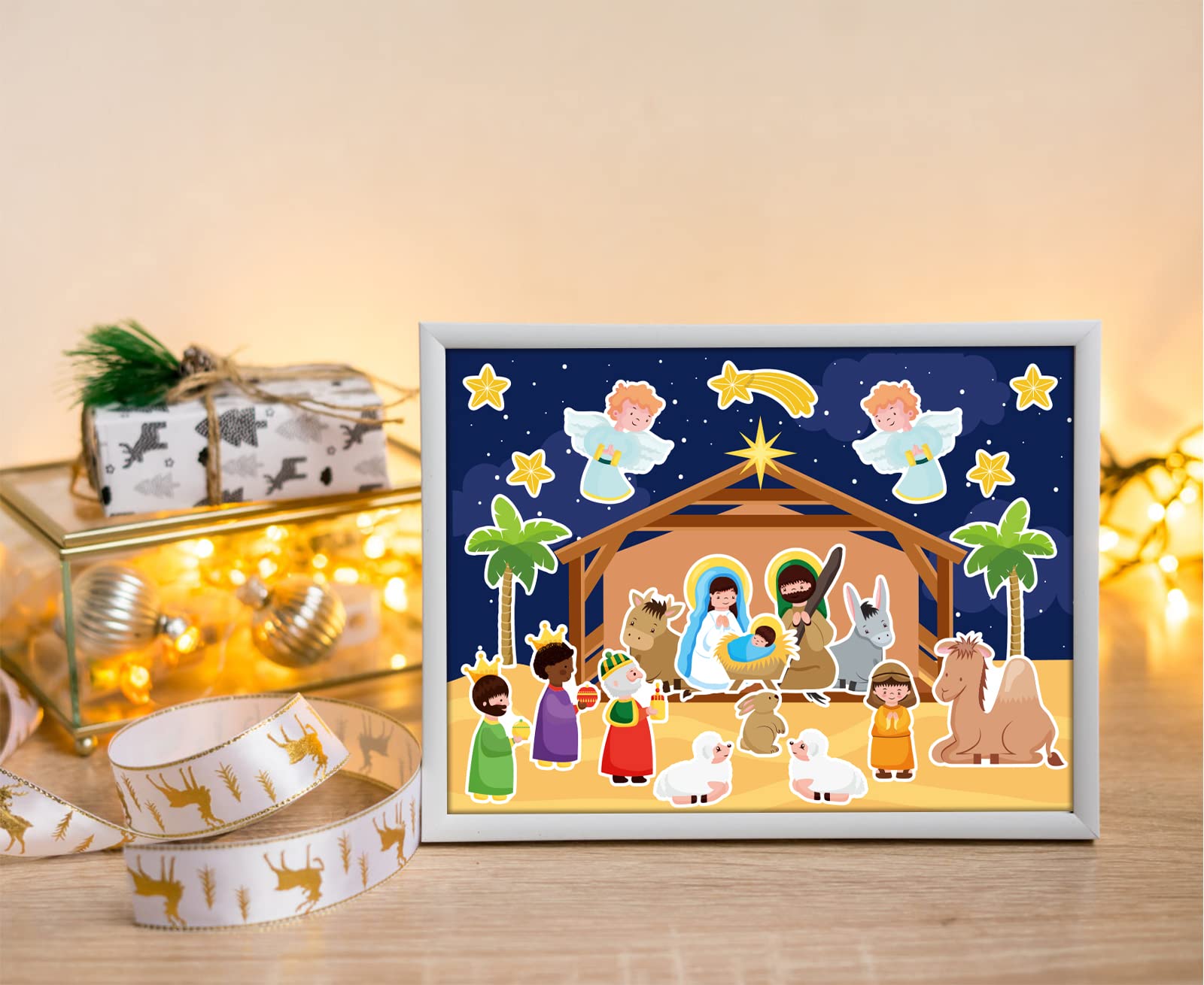 FLYAB Nativity Stickers 12 Sets - Christmas Nativity Scene Stickers for Kids, Religious Party Games, Bible School & Classroom Activities | Perfect for Christmas Decorations, Sunday School Crafts & Holiday Family Fun