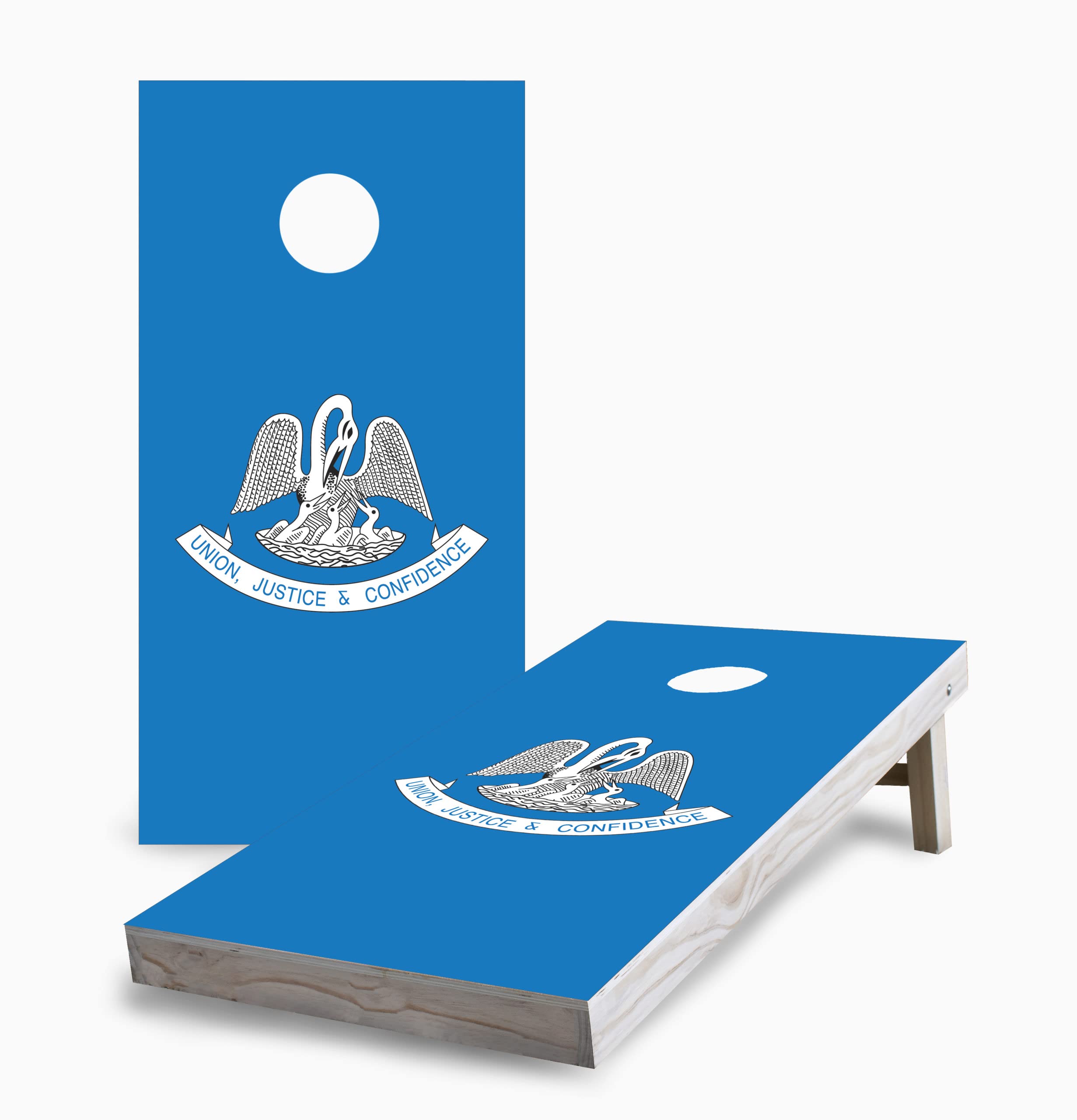 Louisiana State Flag Cornhole Game Set with 2 Boards & 8 Bags - Outdoor Lawn Party Tailgate Game for Backyard, BBQ, Picnic & Camping