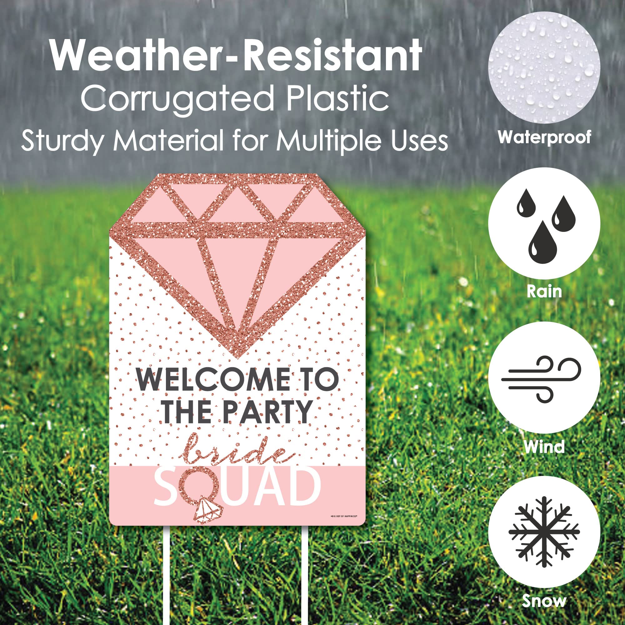 Rose Gold Bridal Shower Welcome Sign - Bride Squad Party Decorations for Bachelorette & Wedding Events - Outdoor Yard Sign for Bridal Party Decor