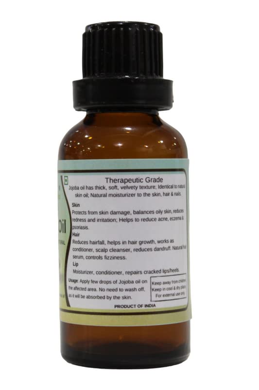 Pure Organic Jojoba Oil by Teja Organics - Cold Pressed, Unrefined, 100% Natural for Skin, Hair & Nails - Perfect for Moisturizing, Massage & DIY Beauty Recipes
