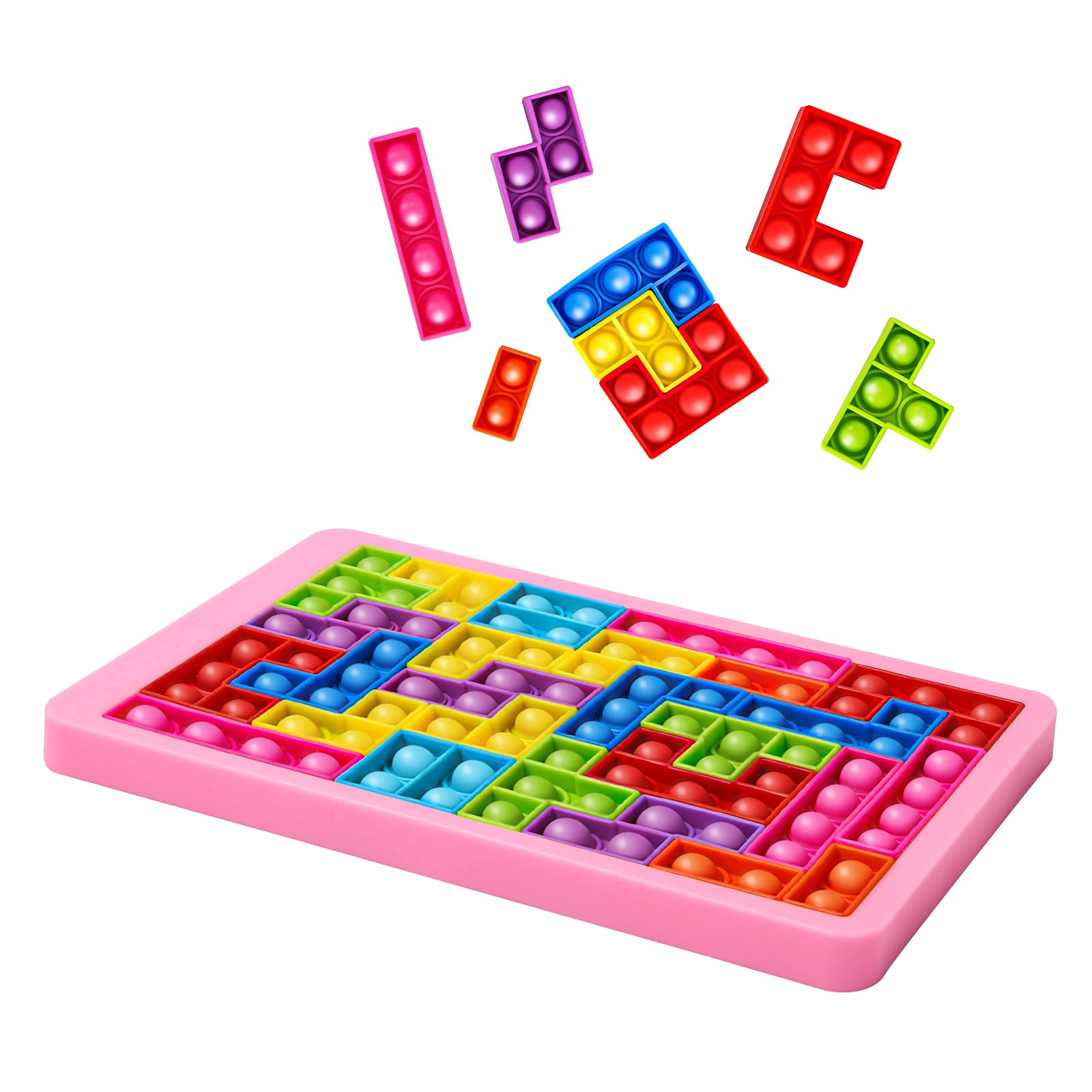 MILESTAR Big Pop Game Board Fidget Toy - Rainbow Jigsaw Puzzle Stress Relief Sensory Toy for Kids & Adults - Best Anti-Anxiety Pressure Popper for Classroom, Office & Travel - Fun Gift for Girls & Boys Ages 8-10