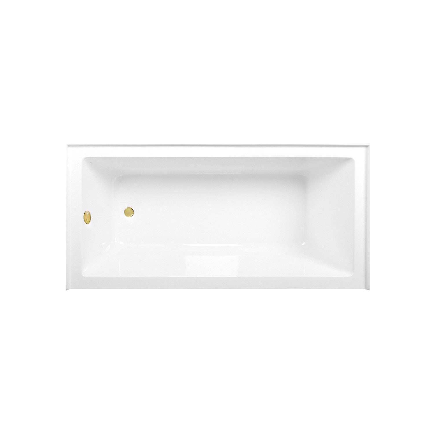 Aqua Eden 66 Inch Acrylic Rectangular 3 Wall Alcove Bathtub Combo with Waste & Overflow Drain - Glossy White/Polished Brass (Left Hand Drain) | Freestanding Soaking Tub for Modern Bathroom & Spa Retreat