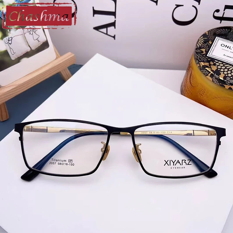 Men's Titanium Full Rim Square Eyeglasses - Lightweight Durable Frame for Work, Reading & Fashion | Model 42057