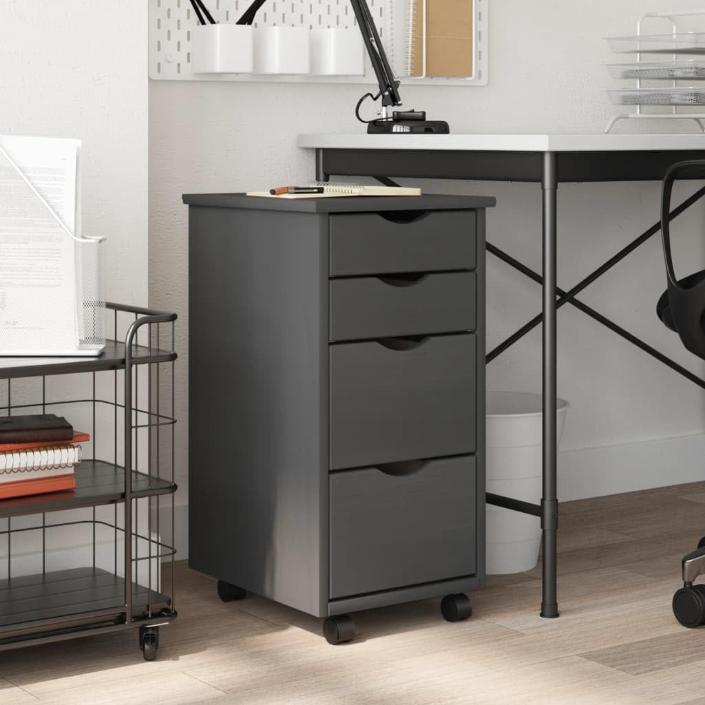 4-Drawer Rolling Dresser with Wheels - Mobile Wooden Chest Organizer for Office, Bedroom & Home - 13.4