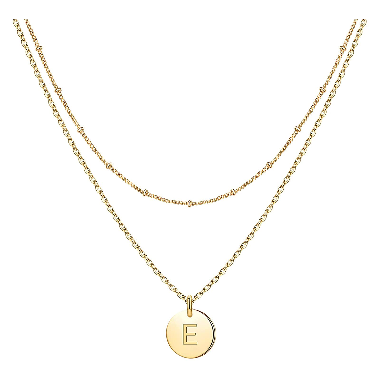 Trendy Double Layer Choker Necklace for Women - 26 Letters & Heart Chain Layered Necklace Jewelry Gift for Her - Perfect for Casual Wear, Parties, and Special Occasions (Size: One Size, Letter E)