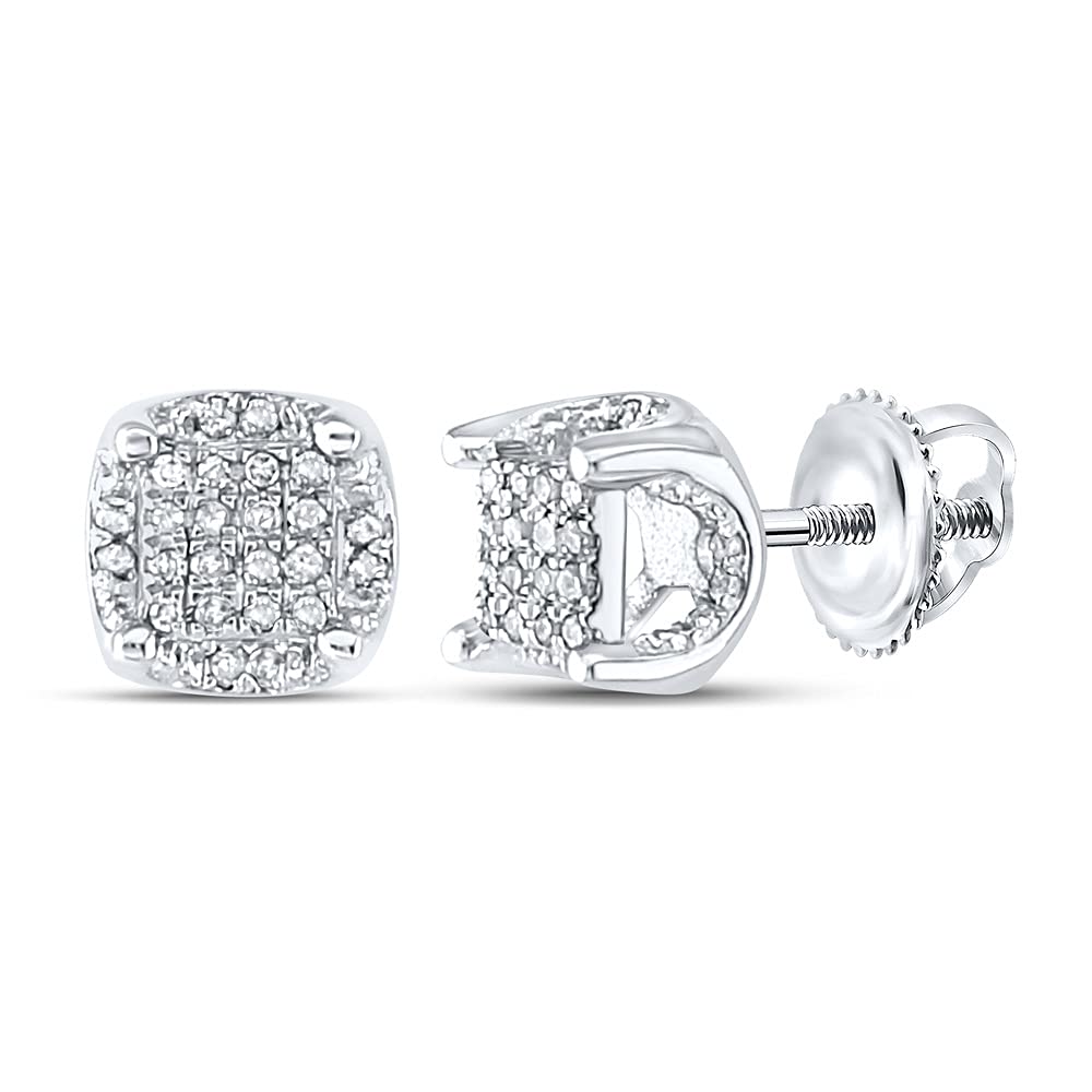 10kt White Gold Men's Round Diamond Cluster Stud Earrings - 1/5 Cttw Fine Jewelry for Gifts, Weddings & Special Occasions