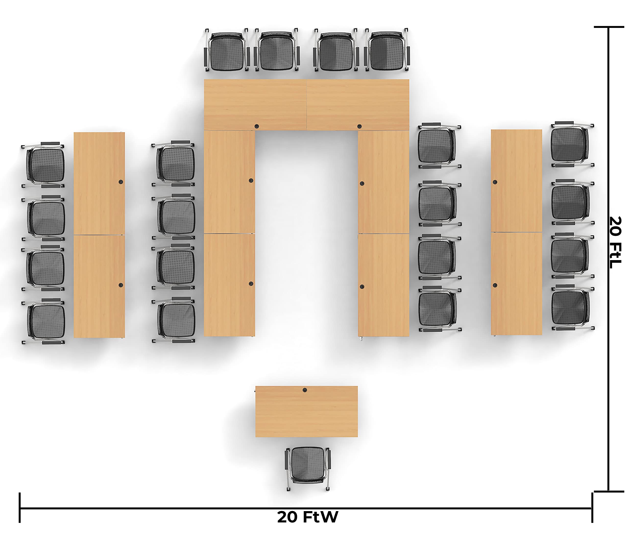 21-Person Conference Folding Table Set with Task Chairs & Modesty Panels - 43pc Beech Color Classroom Furniture for Training, Meetings & Seminars - Connectable Tables, Foldable & Nestable for Space Saving - Perfect for Office Training Rooms, School Classrooms & Event Spaces