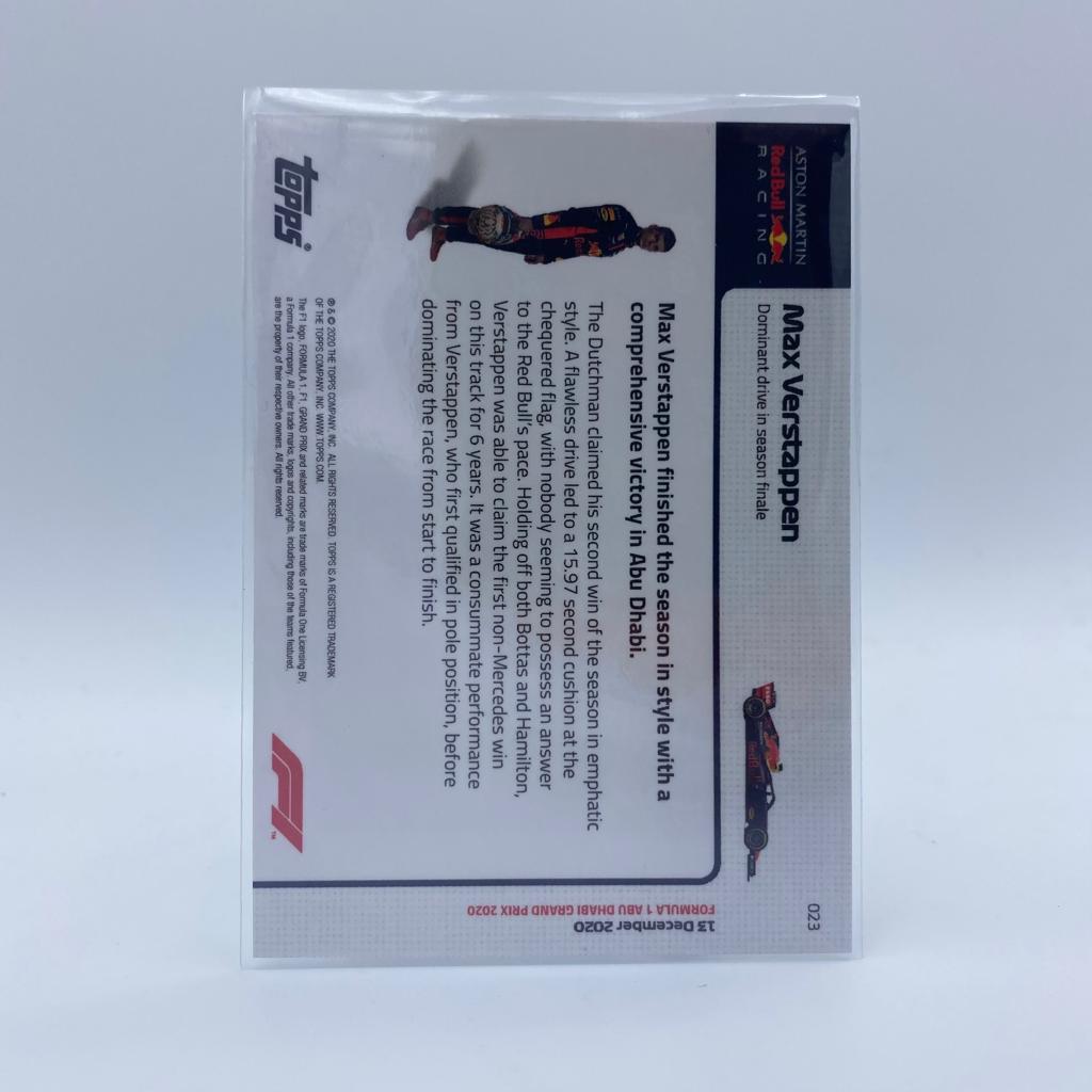 Max Verstappen #23 Dominant Drive Season Final Topps Now 2020 F1 Racing Card - Perfect for Collectors and Formula 1 Fans