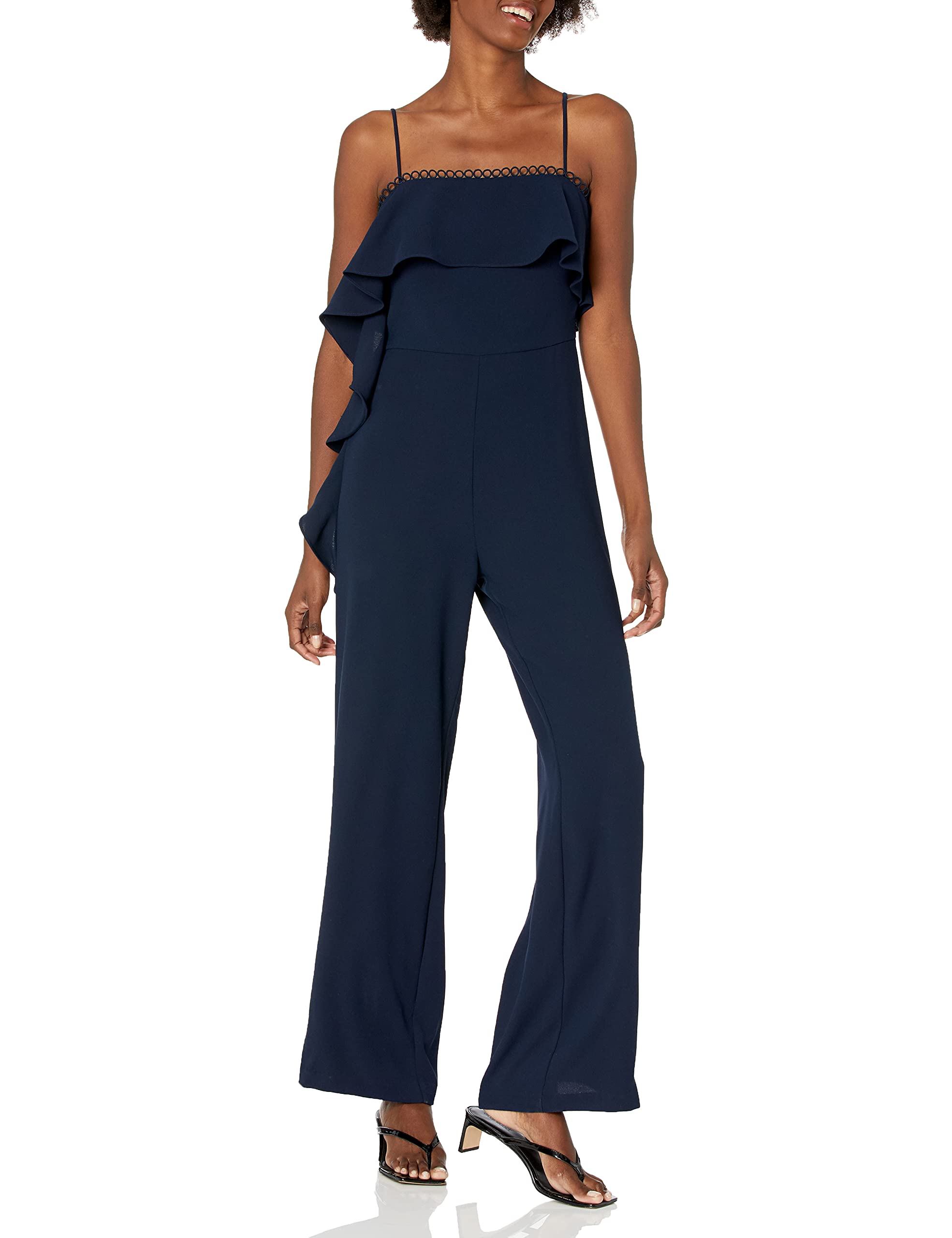 ML Monique Lhuillier Women's Crepe Jumpsuit - Elegant One-Piece Romper for Weddings, Parties & Special Occasions