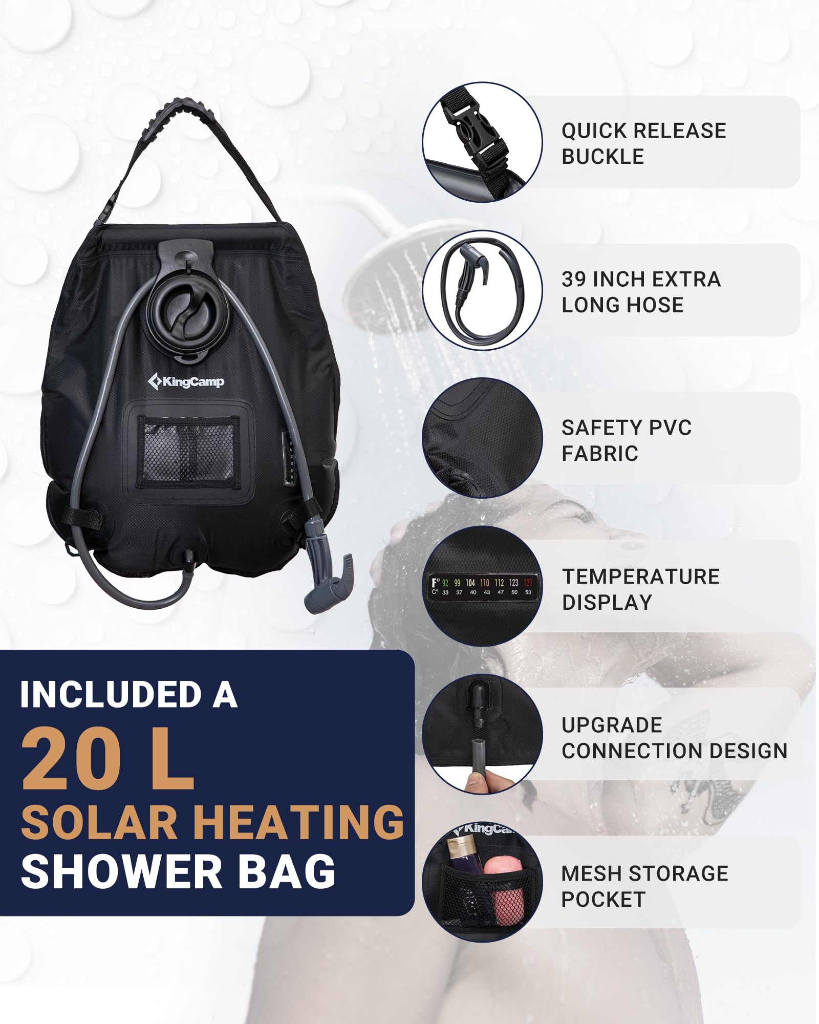 KingCamp Luxury Camping Shower Tent with Shower Bag - Portable Privacy Shelter for Outdoor Bathing, 1 & 2 Room Toilet Tent Options - Perfect for Camping, Hiking, Beach Trips and RV Adventures