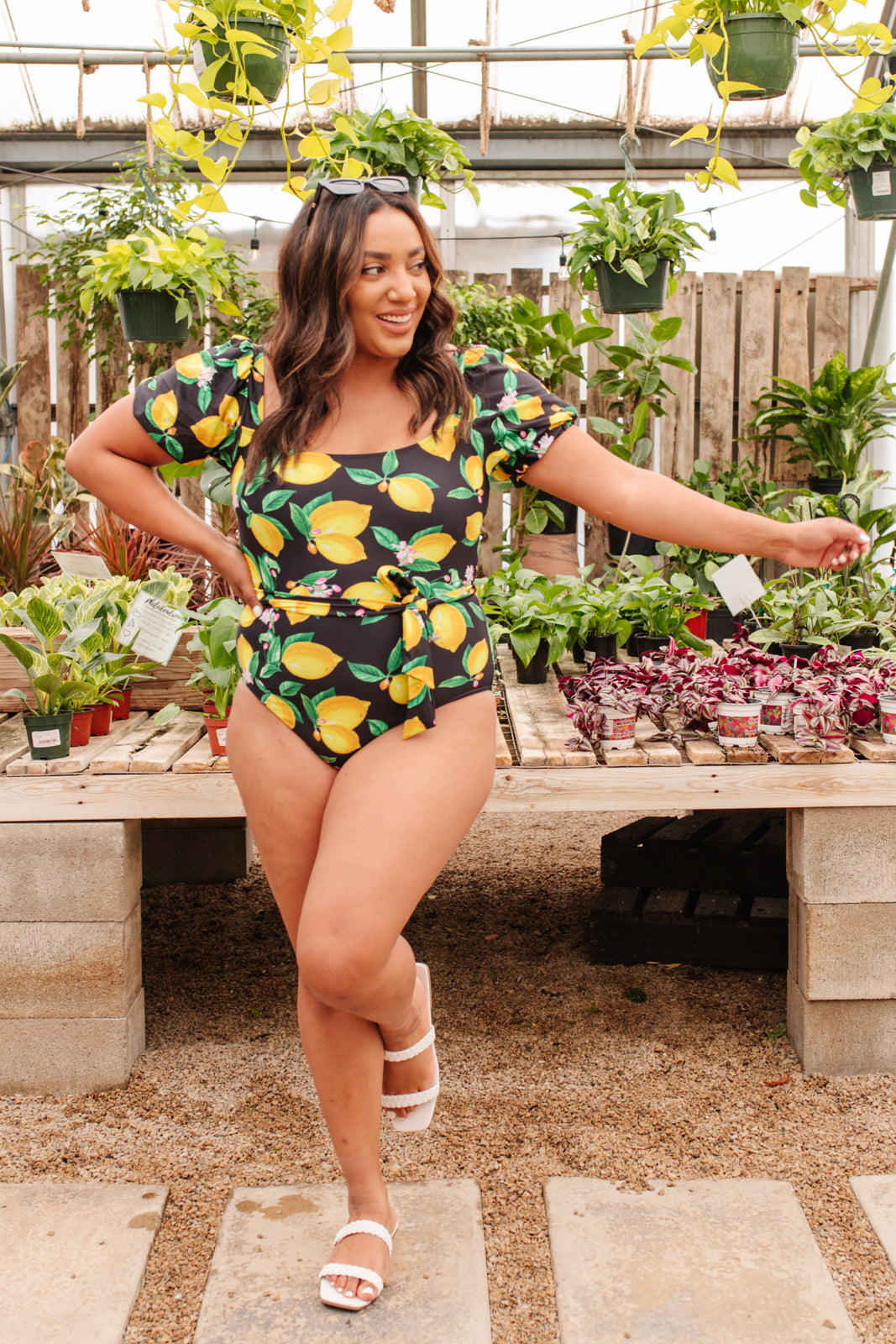 Lemon Drop Swimsuit - Women's One Piece Bathing Suit with Adjustable Straps & High Waist for Beach, Pool & Summer Vacations