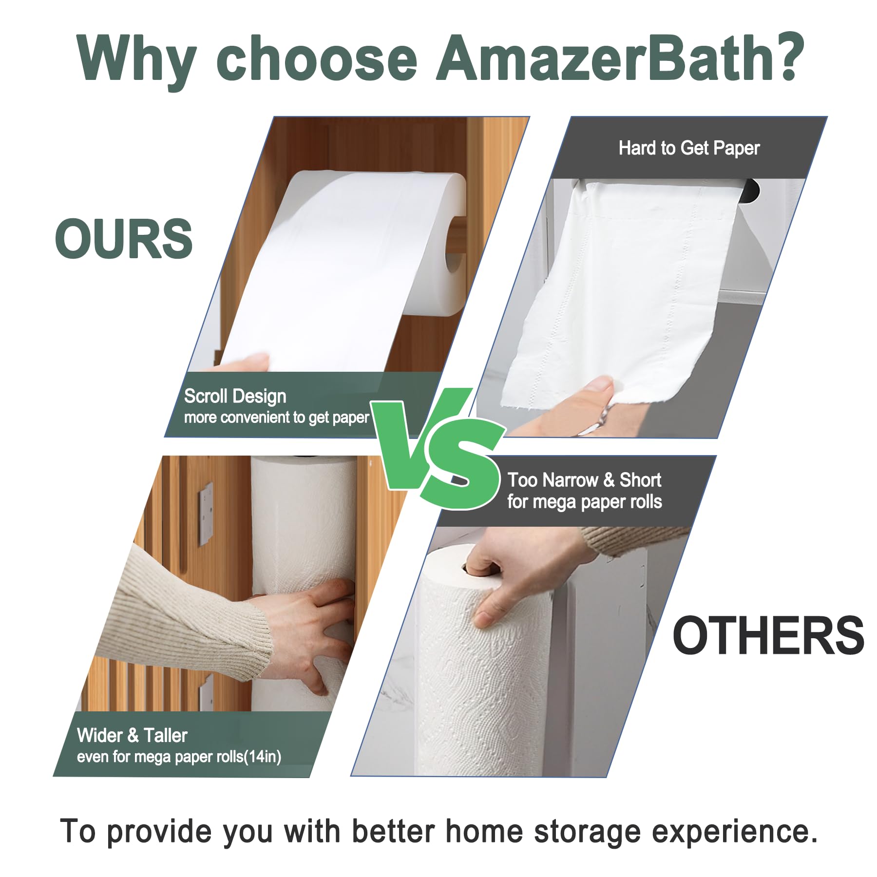 Bamboo Toilet Paper Storage Cabinet - Slim Bathroom Organizer for Small Spaces (33x7.3x6.5 Inches) - Perfect for Compact Bathrooms & RVs