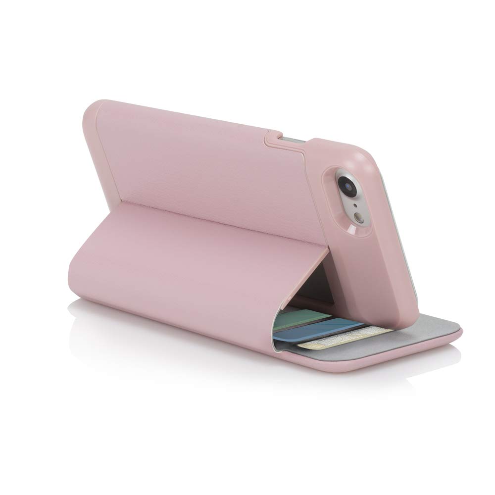 Incipio Vegan Leather Wallet Folio Case for iPhone 7 - Slim Credit Card Holder & Protective Cover (Blush Pink) | Perfect for Everyday Use, Business Travel & Hands-Free Convenience