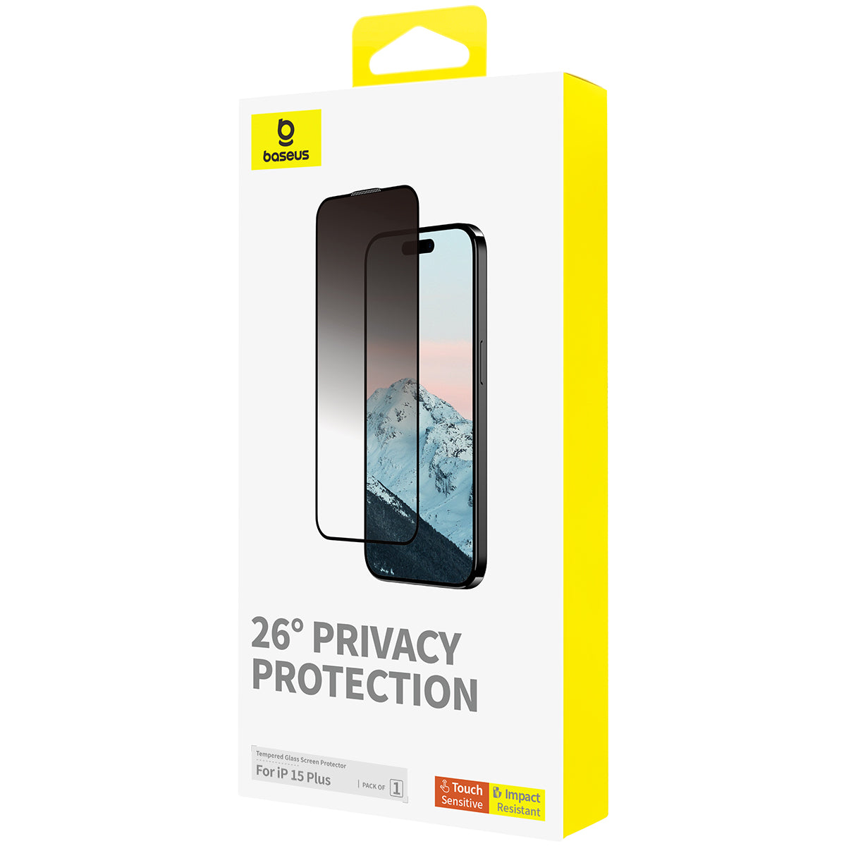 Baseus Privacy Screen Protector for iPhone 15 Plus - Diamond Series Tempered Glass Anti-Spy Anti-Glare HD Clear - Perfect for Office, Banking & Personal Data Protection