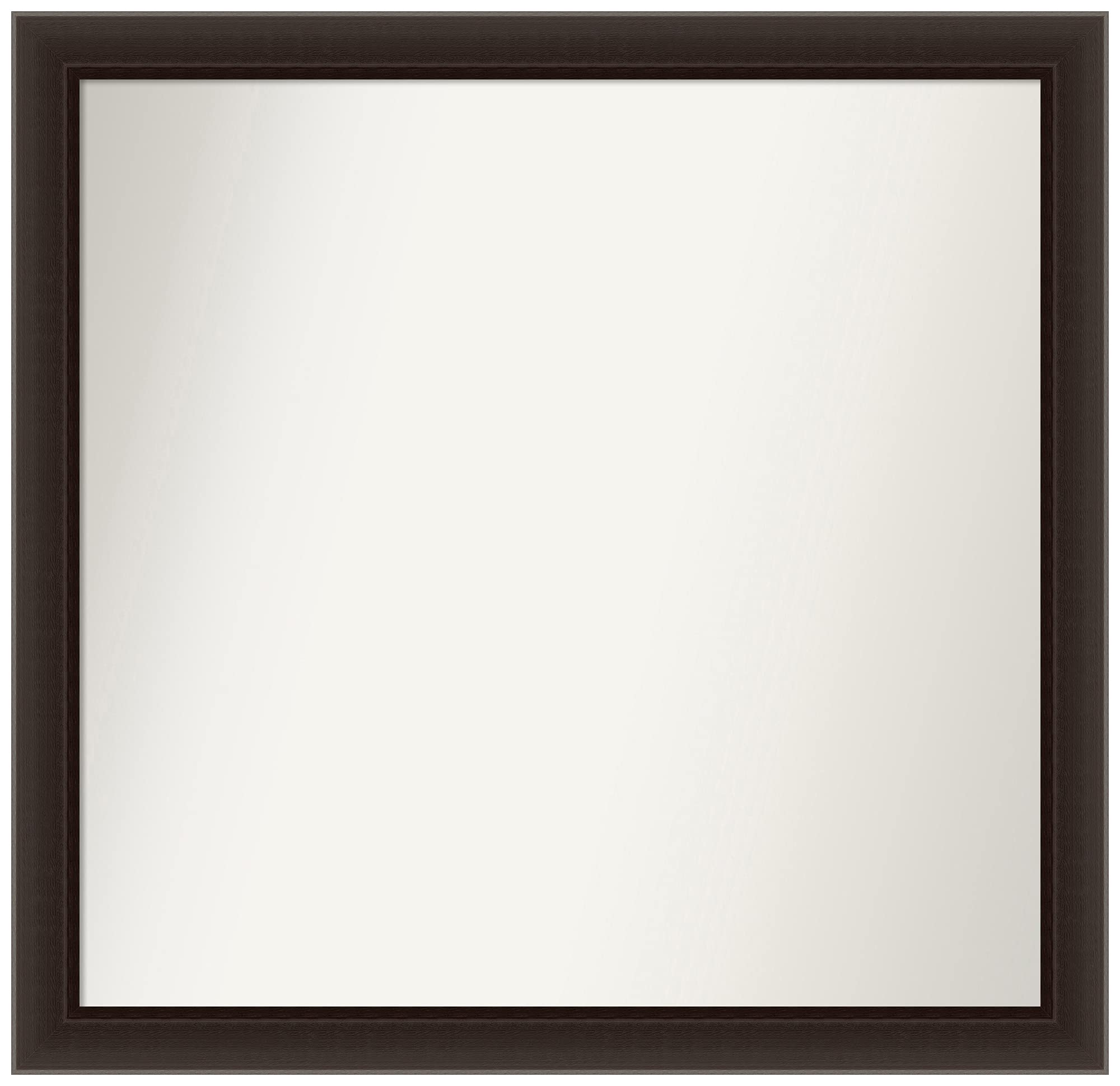 Amanti Art Non-Beveled Custom Wall Mirror 31.5 x 32.5 Inches - Romano Espresso Narrow Frame - Bathroom, Living Room, Bedroom Decor - Brown Wooden Mirror - Custom Size Options Available