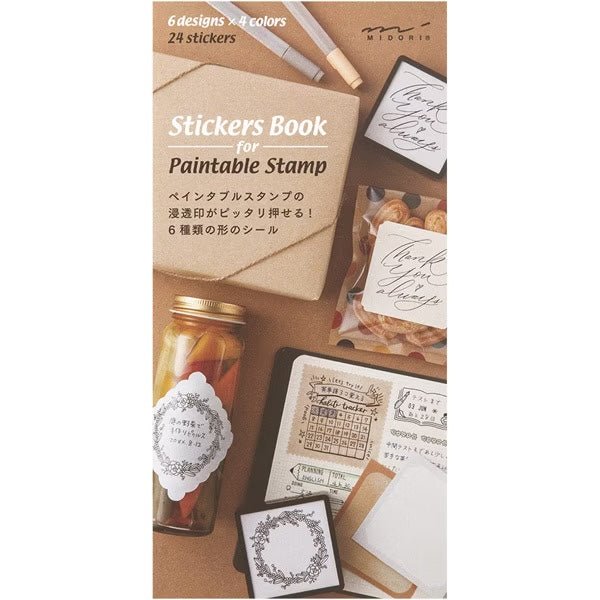 Midori DESIGNPHIL Sticker Book for Paintable Stamps - DIY Craft Stickers for Scrapbooking, Journaling & Planner Decoration