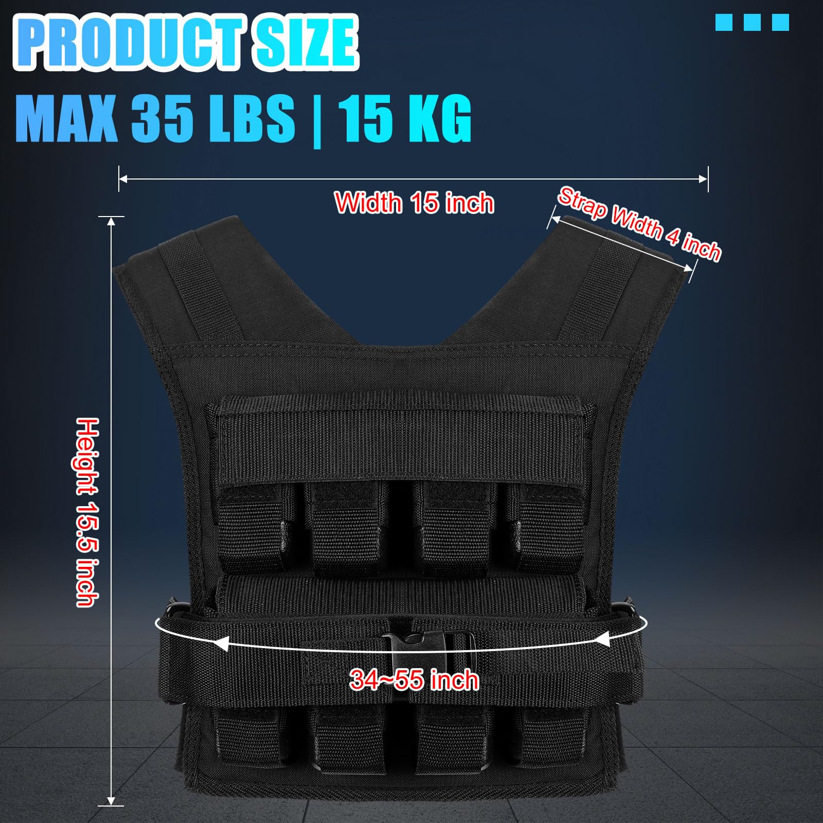35lbs Adjustable Weighted Vest for Men - Strength Training, Running, Exercise & Weight Loss - Perfect for Gym Workouts, Outdoor Fitness & Cross Training
