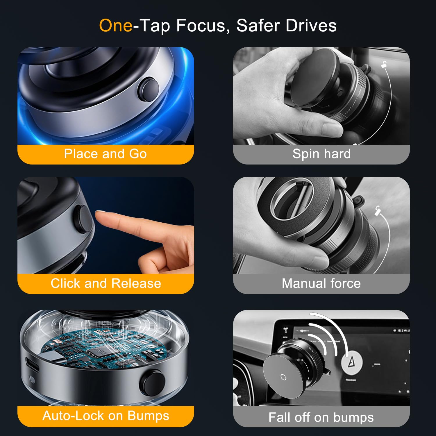 360° Adjustable Magnetic Car Phone Holder for Magsafe - Auto Suction Cup Windshield/Dashboard Mount - Hands-Free Vacuum Phone Stand for iPhone 15/14/13, Samsung Galaxy S23/S22 - Perfect for Driving, GPS Navigation & Road Trips