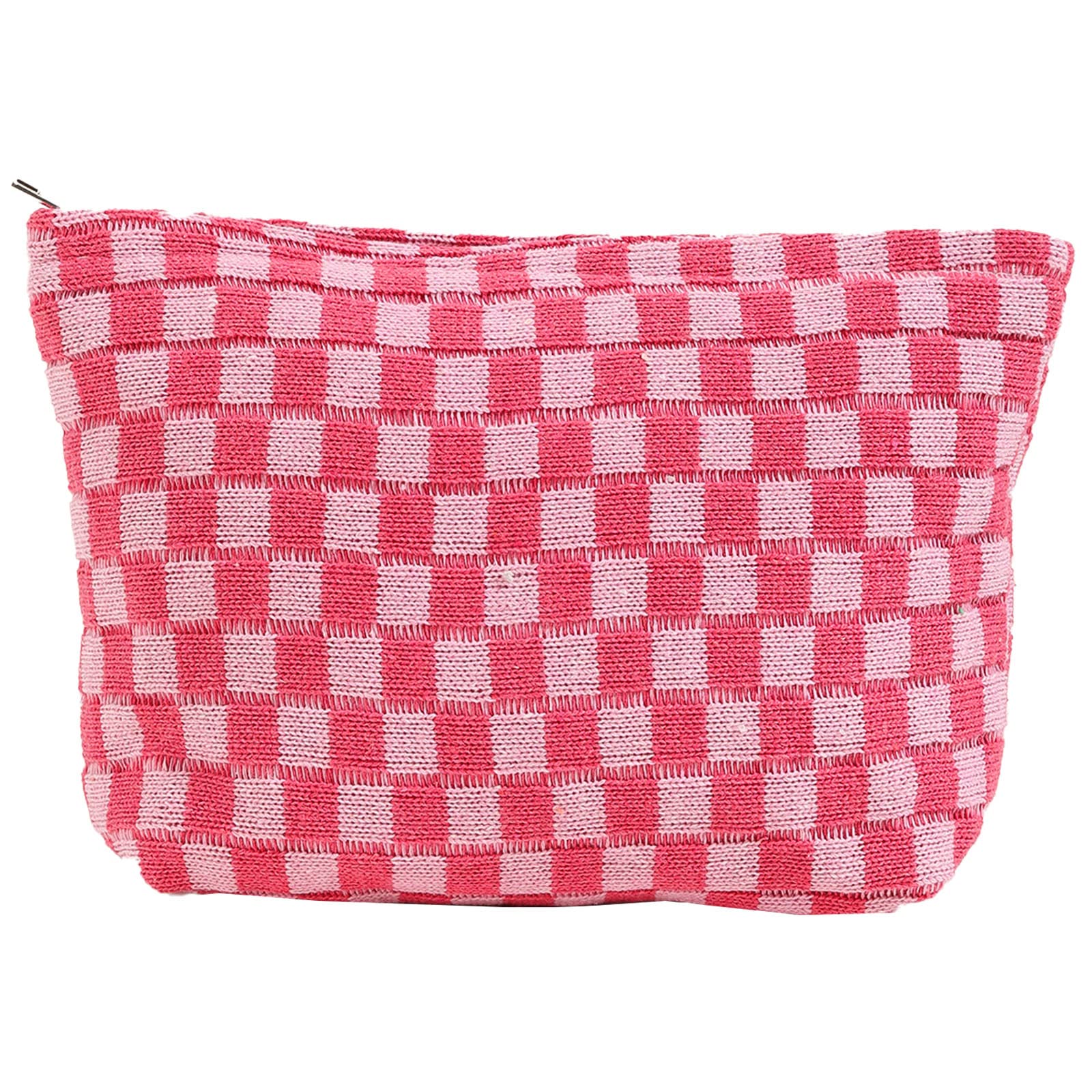 Pink Grid Cosmetic Bag for Women - Travel & Makeup Organizer