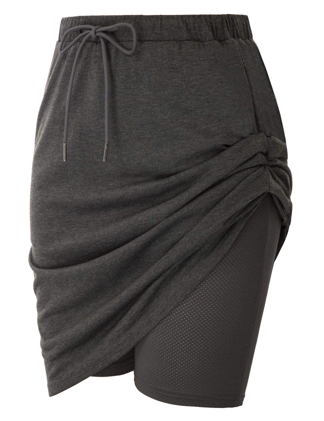 JACK SMITH Women's Stretchy Athletic Skorts - Knee Length Skirts with Drawstring Waist & Mesh Shorts Pockets - Perfect for Running, Tennis, Yoga & Casual Wear