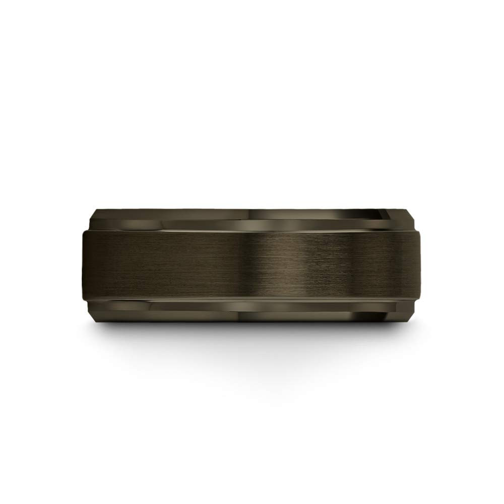 Premium Tungsten Carbide Wedding Band Ring for Men & Women - 8mm Blue Black Gunmetal with Step Edge, Brushed & Polished Finish - Custom Engraved for Anniversary & Engagement - Perfect for Everyday Wear, Special Occasions & Gift Giving