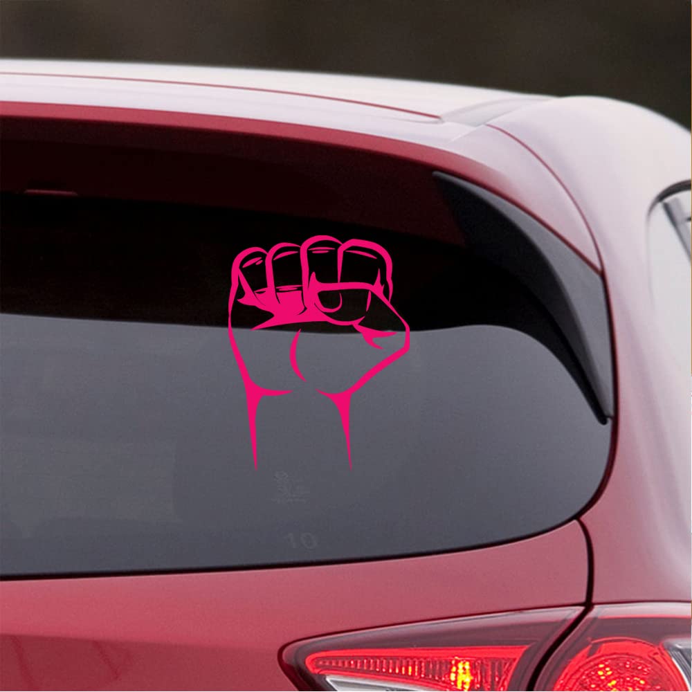 Premium Waterproof Vinyl Decal Stickers - Raised Fist Punch (Pink, Set of 2) for Laptop, Phone, Helmet, Car Window, Bumper, Mug & Wall Decoration - Perfect for Activism, DIY Projects & Personalizing Your Belongings