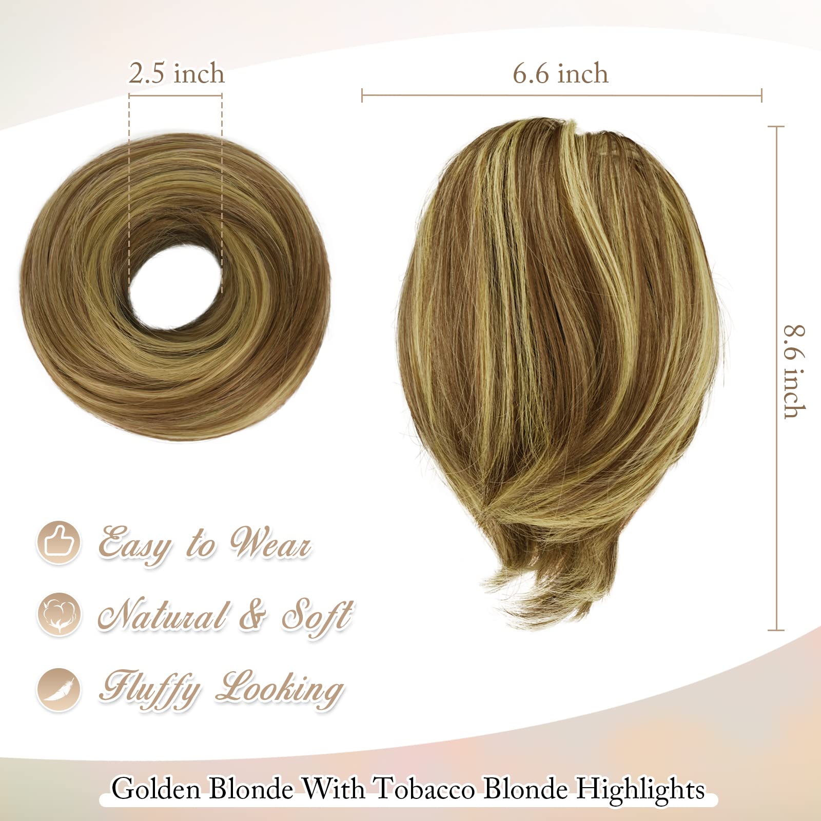 Straight Hair Bun Ponytail Extension - Elastic Scrunchie Hair Tie for Women | Perfect for Workout, Office & Everyday Hairstyles