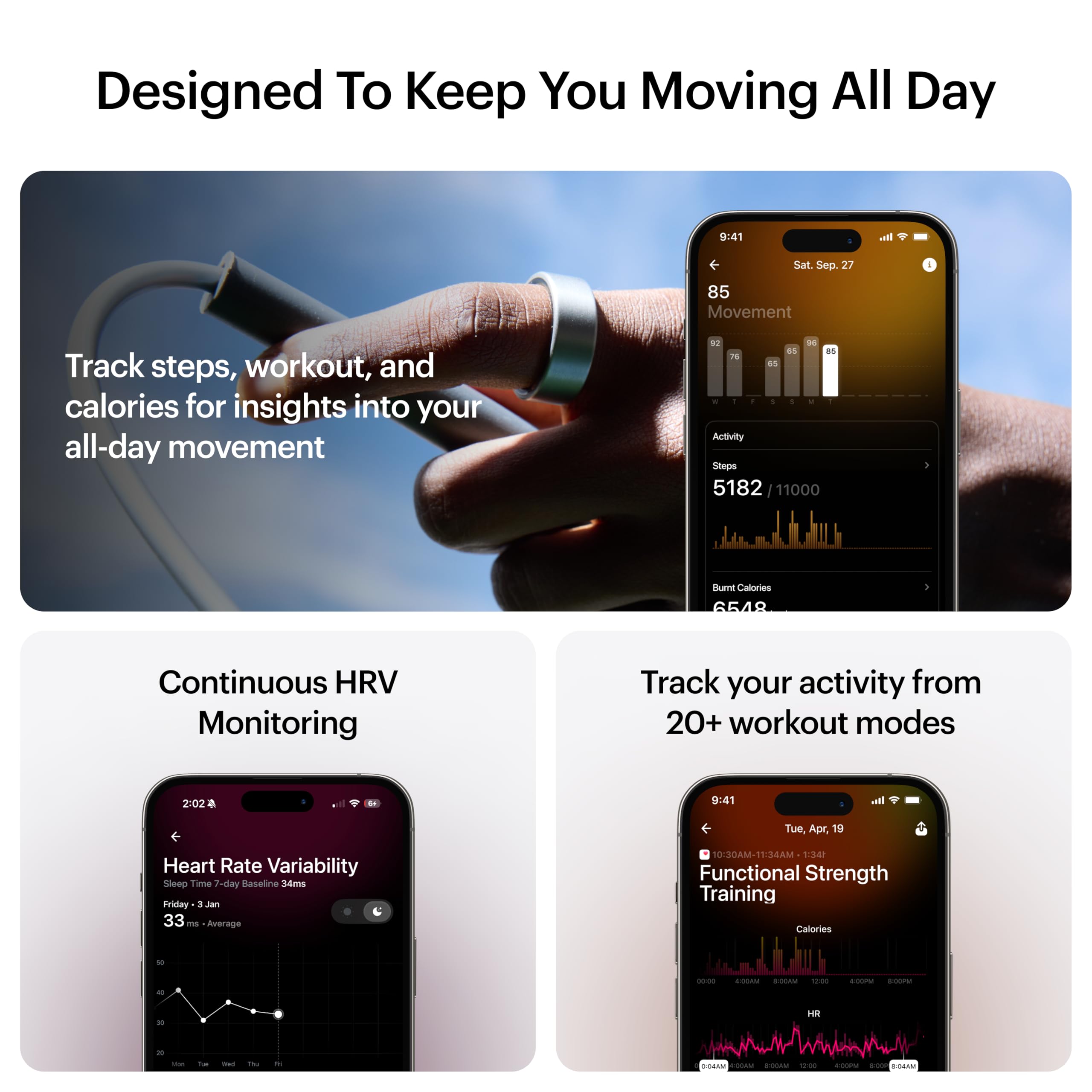 ULTRAHUMAN Ring AIR - Smart Ring for Sleep Tracking & Fitness Monitoring, Wearable Health Tracker for Women & Men, No Subscription Fee for Basic Features - Perfect for Nighttime Sleep Analysis & Daily Activity Tracking