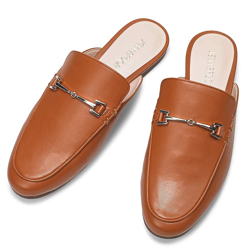 JENN ARDOR Women's Pointed Toe Mule Loafers - Slip On Backless Flats with Low Heel for Work, Office & Casual Wear - Comfortable Slipper Shoes for Women