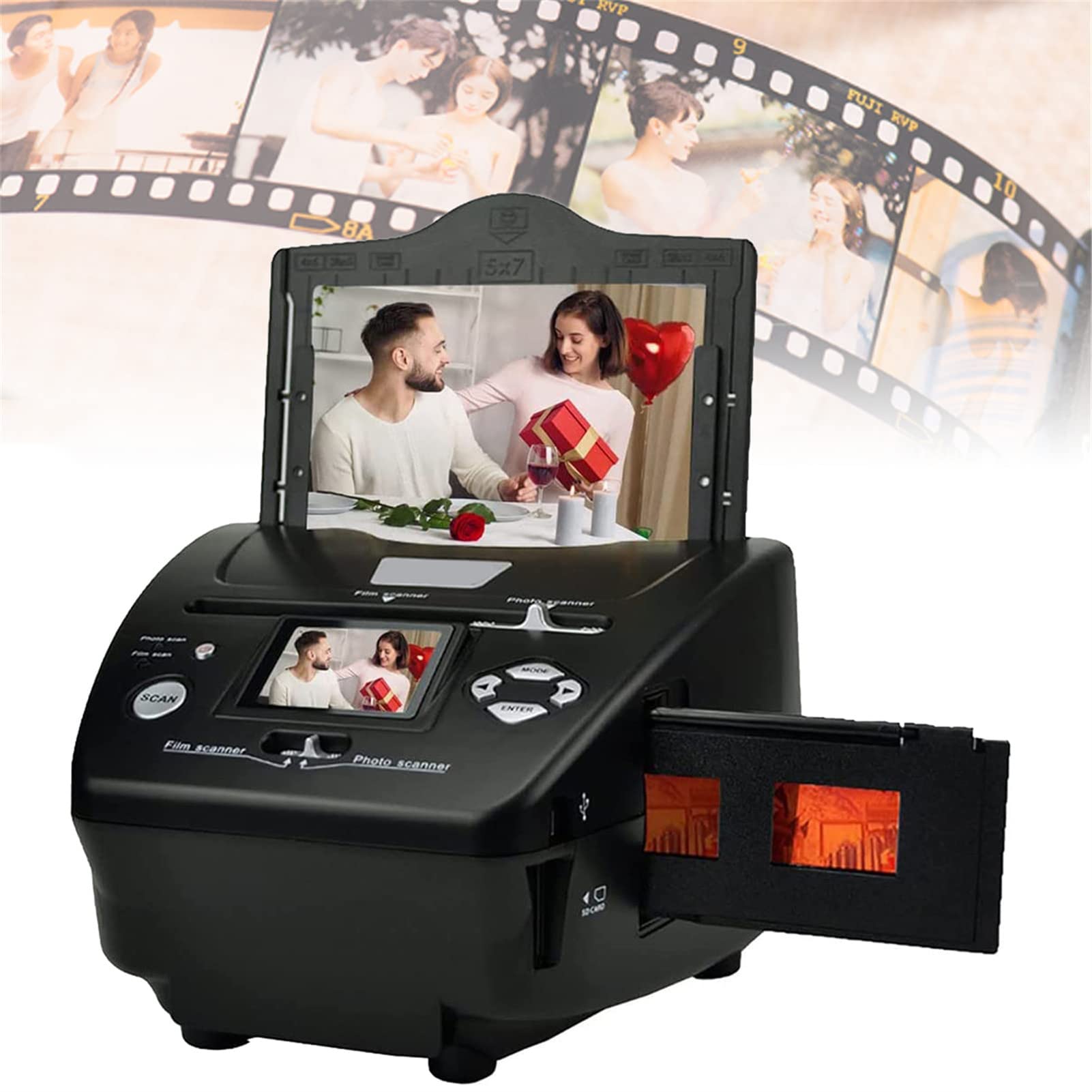 16MP Digital Film & Slide Scanner - Convert 35mm/135 Negatives & Slides to Digital Files - Perfect for Archiving Old Photos, Digitizing Family Memories & Professional Photography Projects