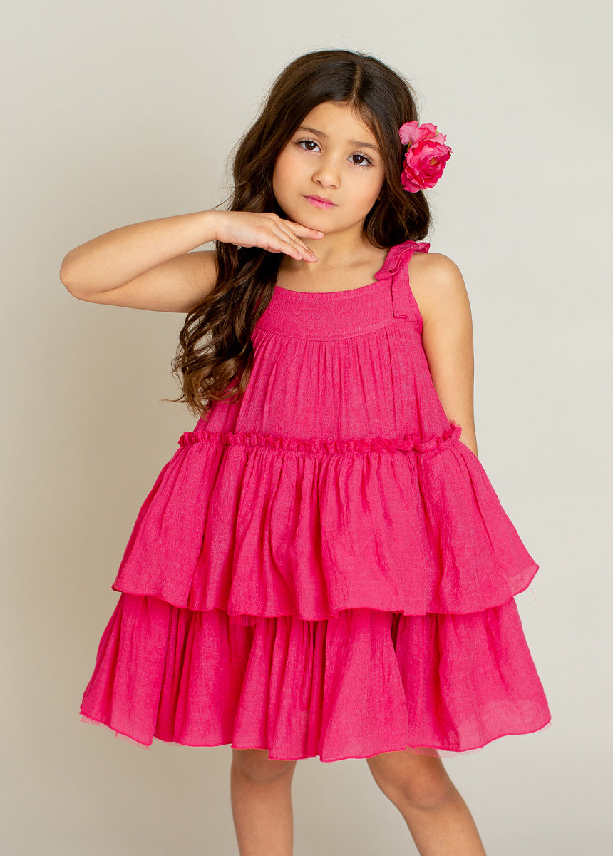 Banyu Fuchsia Dress for Women - Elegant Flowy Summer Dress for Beach, Party & Casual Wear