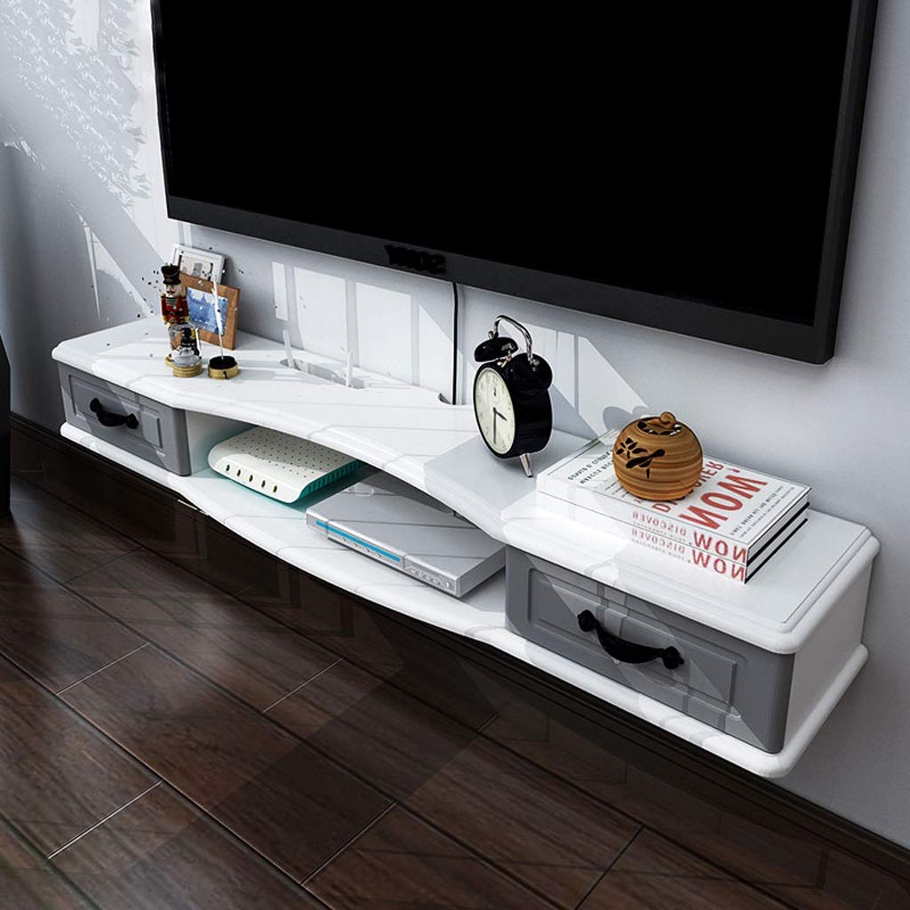 Wall-Mounted TV Cabinet with Drawer - Floating Shelf Set for TV, Router, Decoration & Storage - Perfect for Living Room, Bedroom Home Organization
