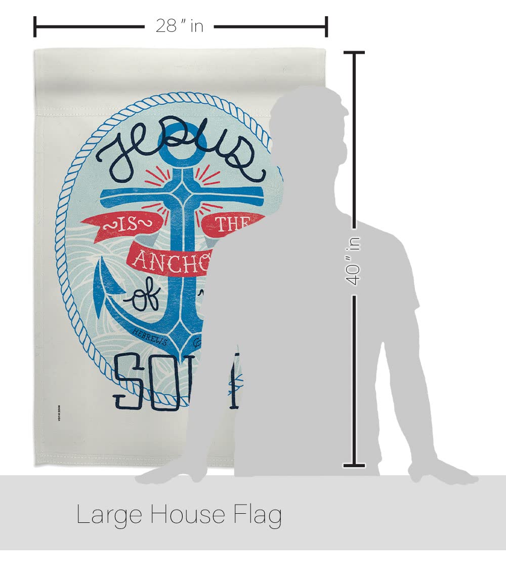 Jesus is The Anchor House Flag - Religious Bible Verse Christian Decor with Eagle Design - Double-Sided Outdoor Garden Yard Banner for Faith, Hope & Prayer - Made in USA - Perfect for Church Events, Home Worship & Christian Gift Giving