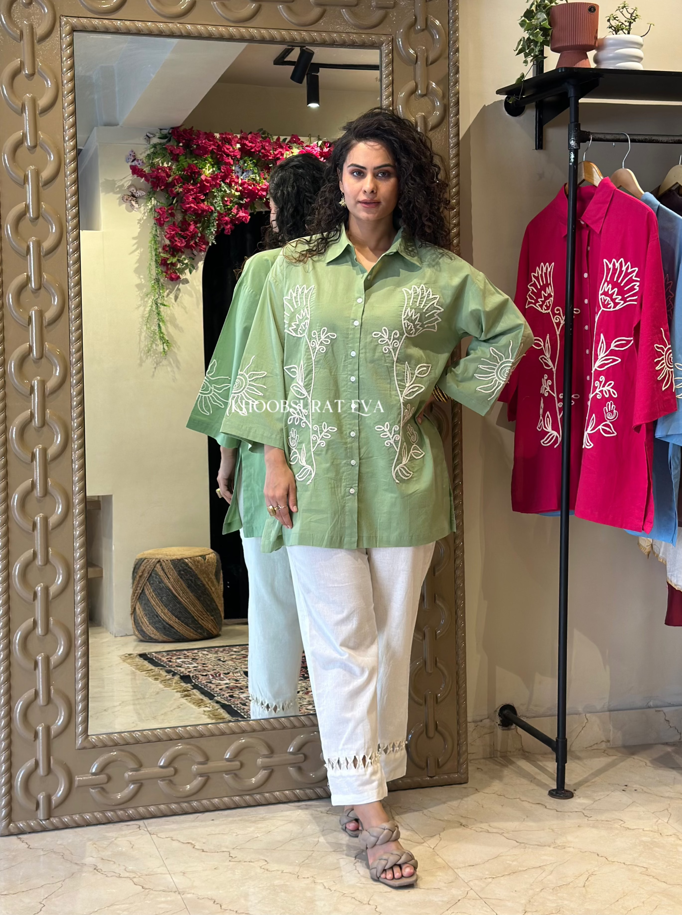 Crazy On You Oversize Shirt Set for Women - Trendy Loose Fit Button Down Shirt & Shorts Outfit | Perfect for Casual Wear, Beach Cover Up & Summer Fashion