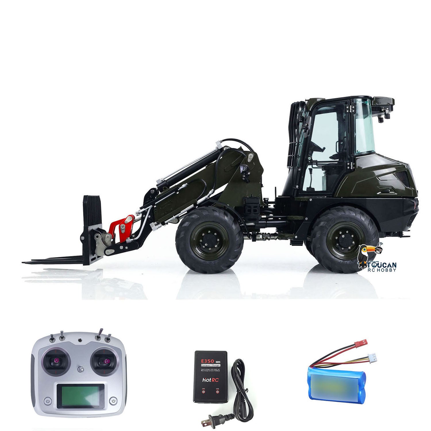 1:14 LESU RTR RC Hydraulic Telescopic Arm Loader AT1050 Fork Lift Truck Model - Assembled & Painted (478x165x221mm) - Perfect for RC Construction Enthusiasts & Collectors