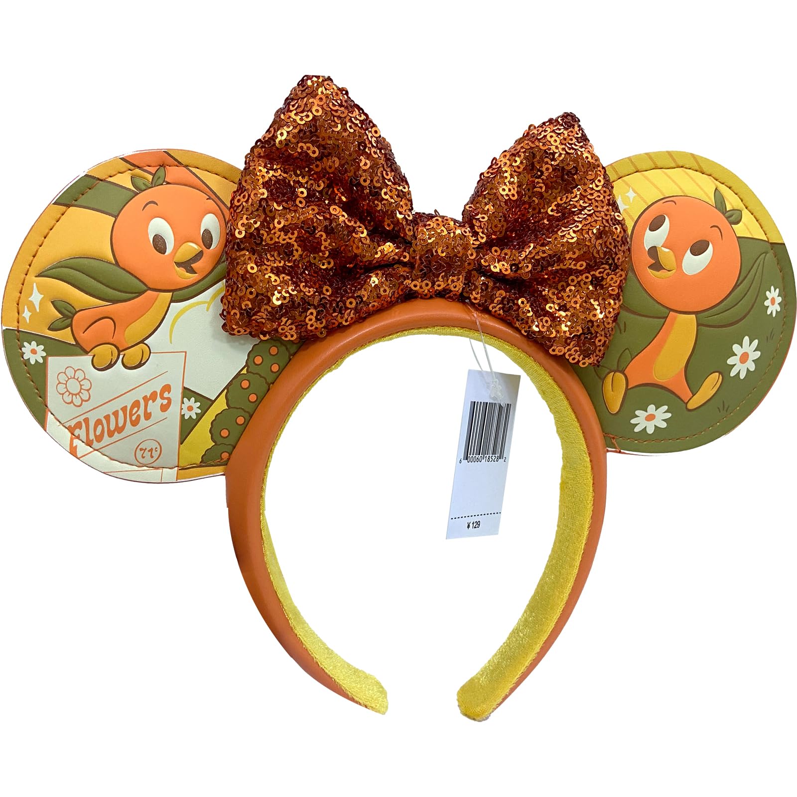 Disney-Inspired Mouse Ear Headbands with Bow & Flower - Elegant Garden Orange Bird Ear Headband for Girls & Women | Perfect for Halloween, Christmas, Cosplay, Princess Parties & Theme Park Visits