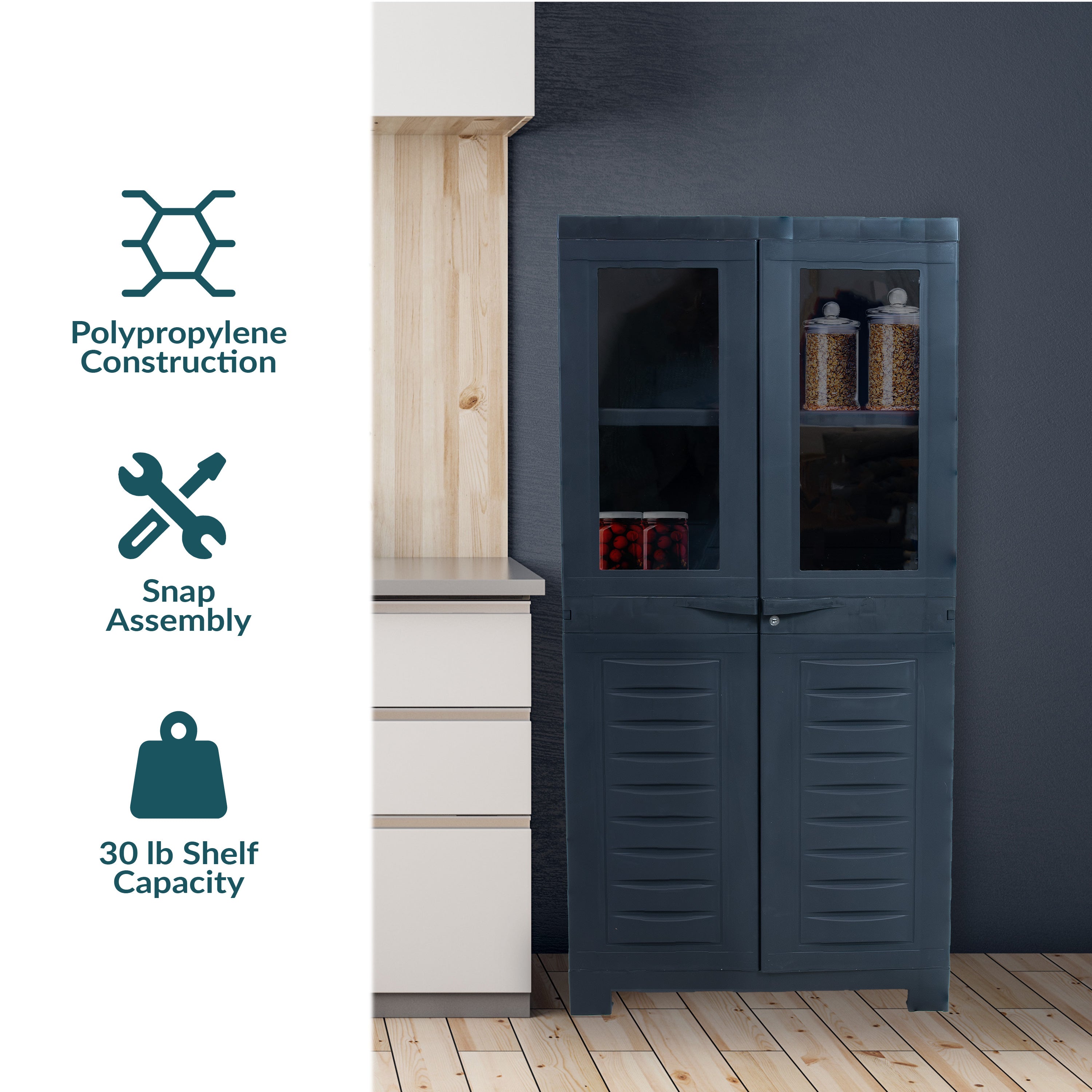 Lockable Plastic Storage Cabinet with 3 Adjustable Shelves - Heavy Duty Outdoor & Indoor Organizer for Garage, Shed, Patio, or Home Organization