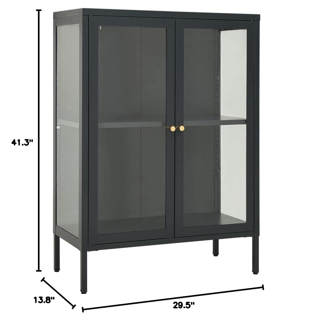 Modern Kitchen Hutch Cabinet with Glass Doors - 29.5