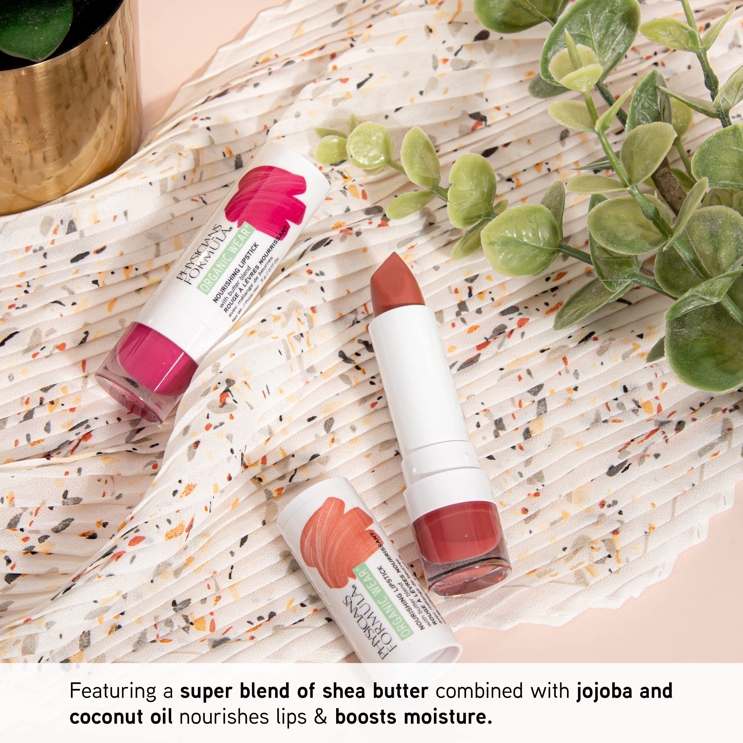Physicians Formula Organic Wear All Natural Lipstick - Desert Rose | Nourishing, Dermatologist Approved, Gluten Free | Vegan & Cruelty-Free Makeup for Everyday Wear & Sensitive Skin