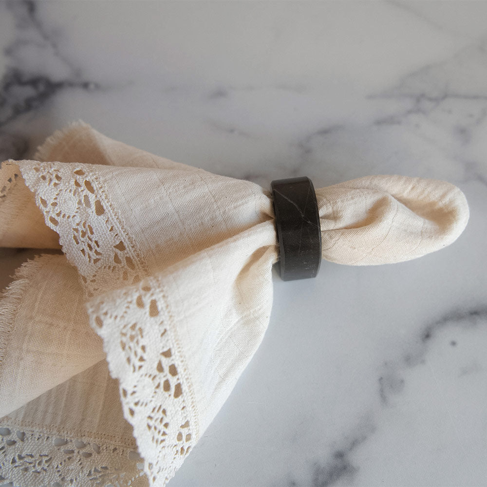 Elegant Marble Napkin Rings Set of 4 - Premium Stone Tableware Accessories for Wedding, Dinner Party & Home Decor