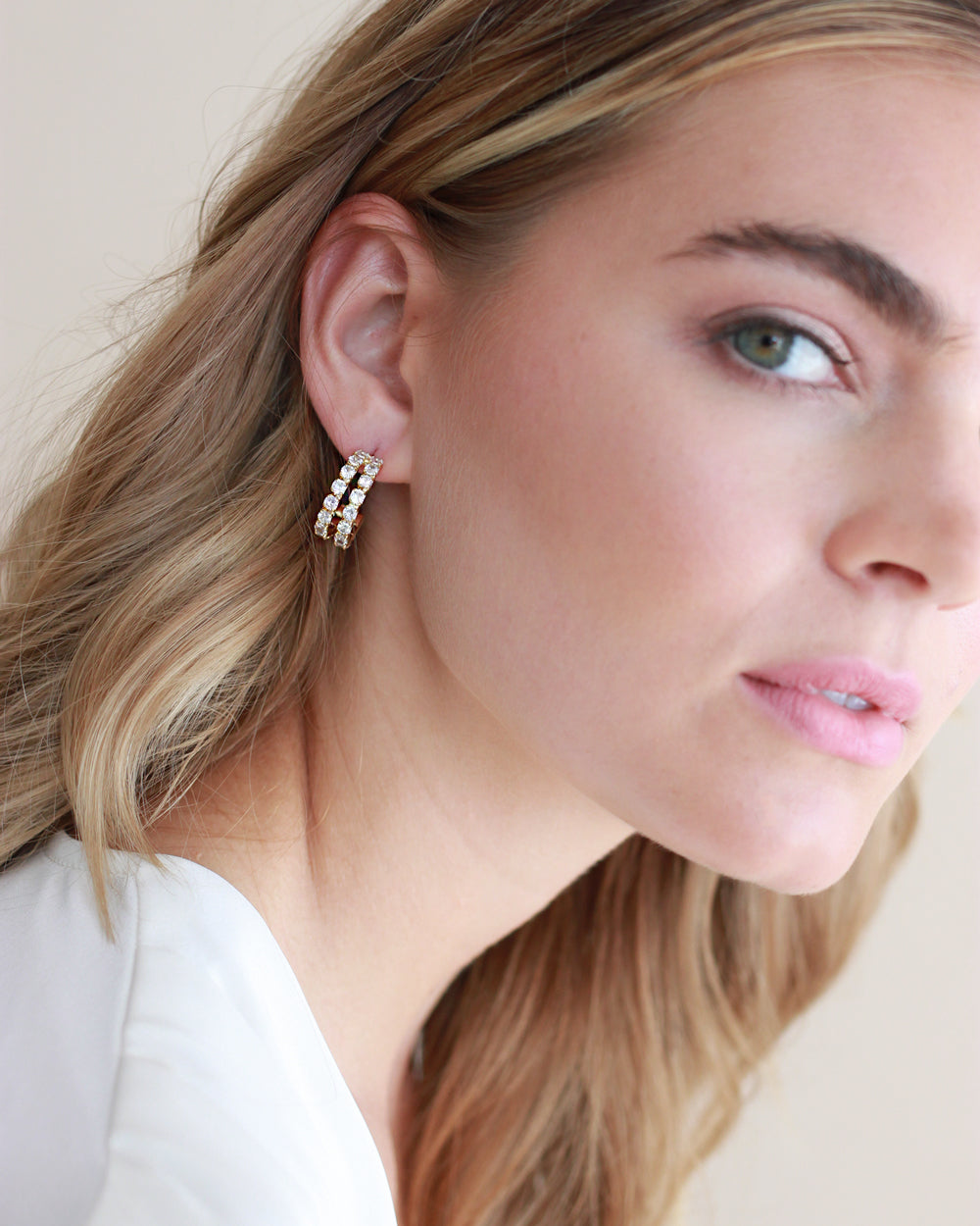 Double CZ Hoop Huggie Earrings for Women - Sparkling Cubic Zirconia Huggie Hoops - Perfect for Everyday Wear, Parties & Gifts