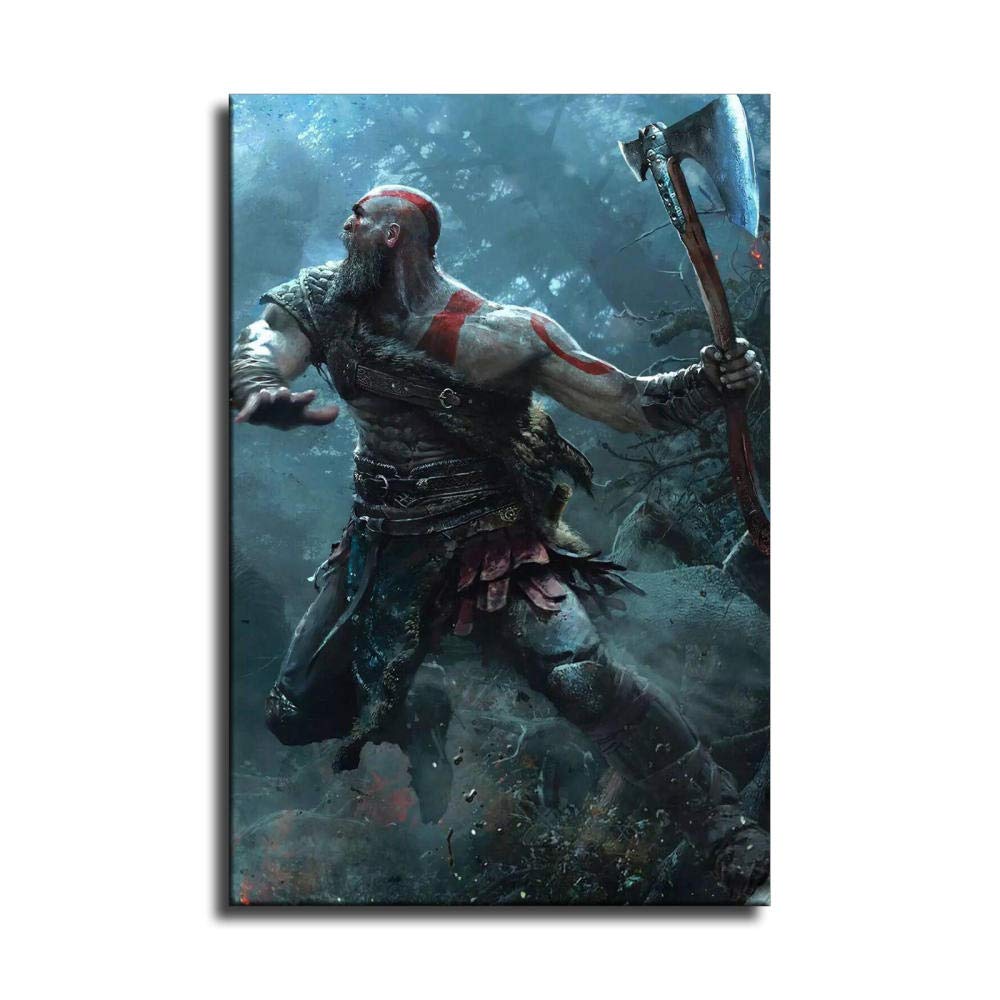 God of War Kratos Canvas Art Poster - Modern Wall Decor for Bedroom, Living Room & Gaming Room - High Quality Picture Print for Home & Office Decoration
