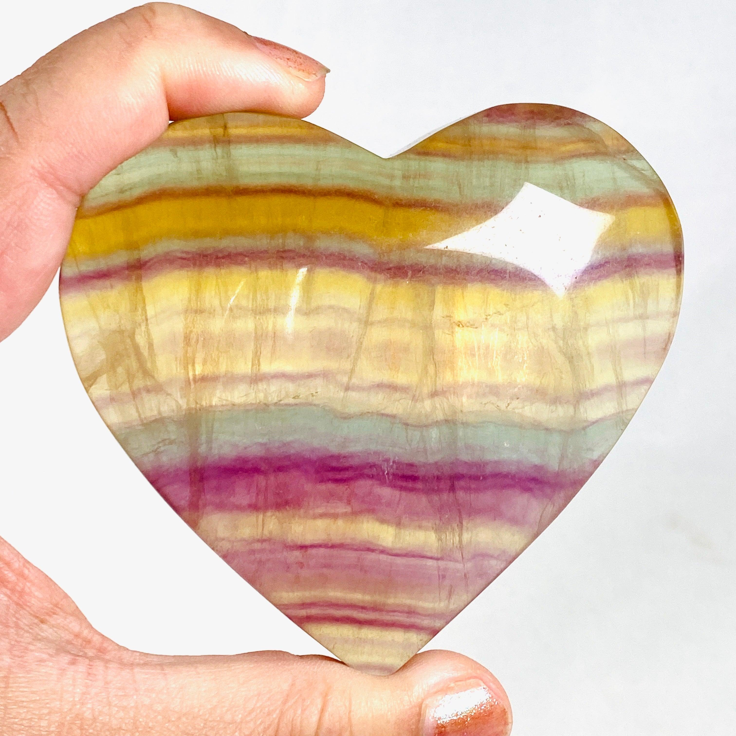 Rainbow Fluorite Heart Pendant RFH-03 - Healing Crystal Jewelry for Meditation, Energy Balancing & Spiritual Growth