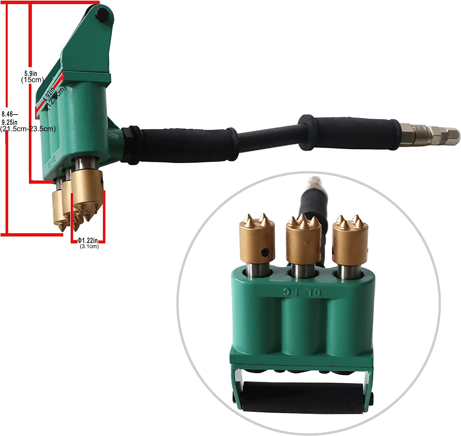 INTBUYING Hand-Held Triple Head Pneumatic Concrete Scabbler - 3 Head Air Scabbler for Concrete Surface Prep | Ideal for Construction, Renovation & Concrete Removal Projects