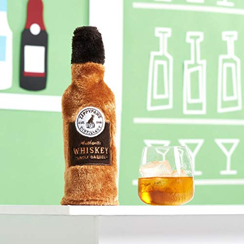 ZippyPaws Happy Hour Crusherz - No Stuffing Crinkle & Squeaky Dog Toy for Small and Large Dogs (Whiskey Design) - Perfect for Playtime, Training, and Interactive Fun at Home or Outdoors