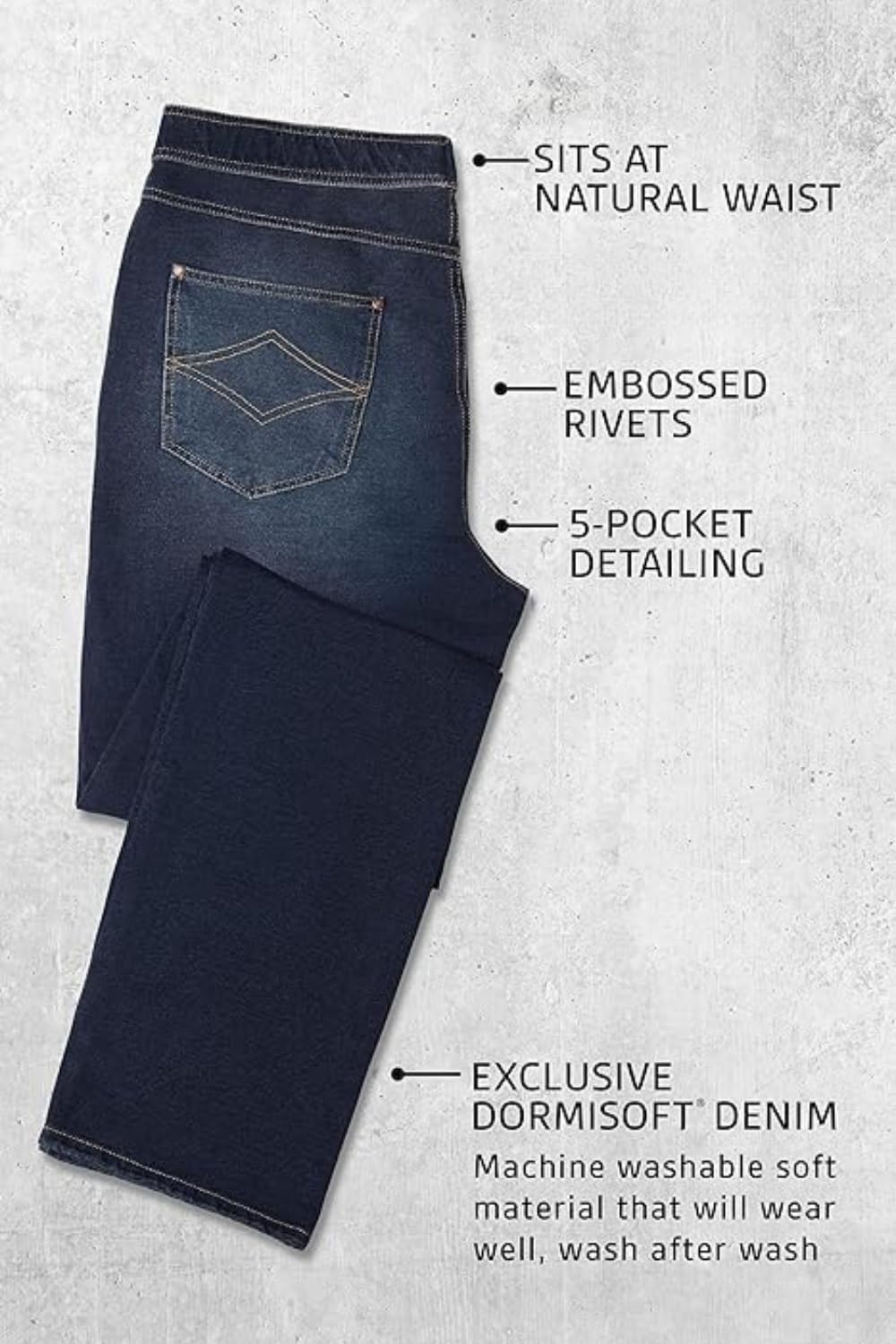 Men's Pajama Jeans - Stretch Denim Pull-On Pants with Elastic Waist | Straight Leg Comfortable Sweatpant Style Jeans for Lounge, Travel & Casual Wear