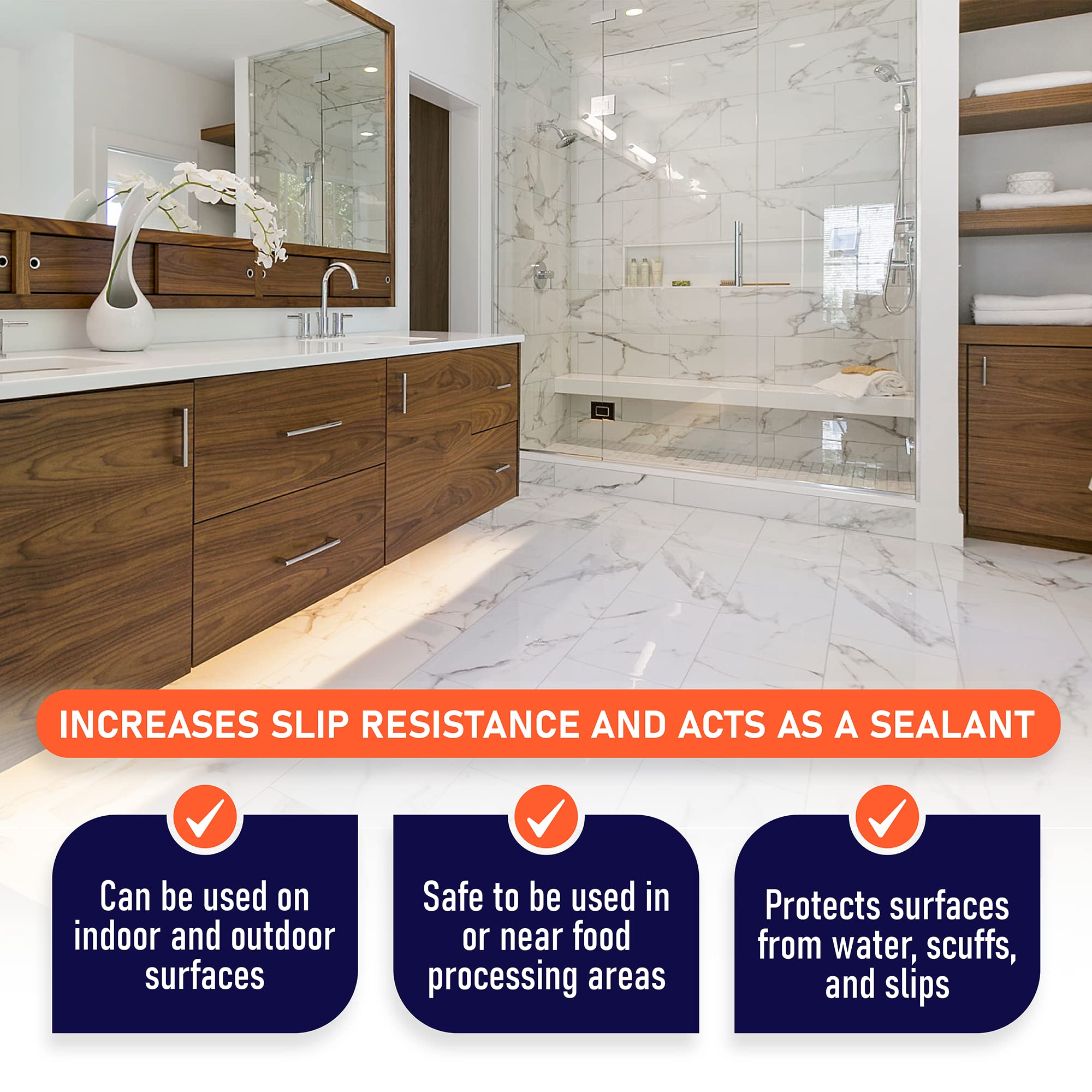 SlipDoctors Polish Grip Non-Slip Floor Coating & Sealant - Clear Pint for Marble, Granite & Tile Floors | Anti-Slip Solution for Bathrooms, Kitchens & High-Traffic Areas