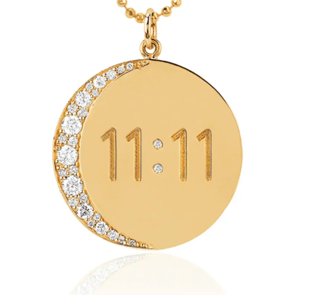 11:11 Crescent Moon Talisman Necklace - Spiritual Jewelry for Manifestation & Good Luck - Perfect for Meditation, Yoga & Gift Giving