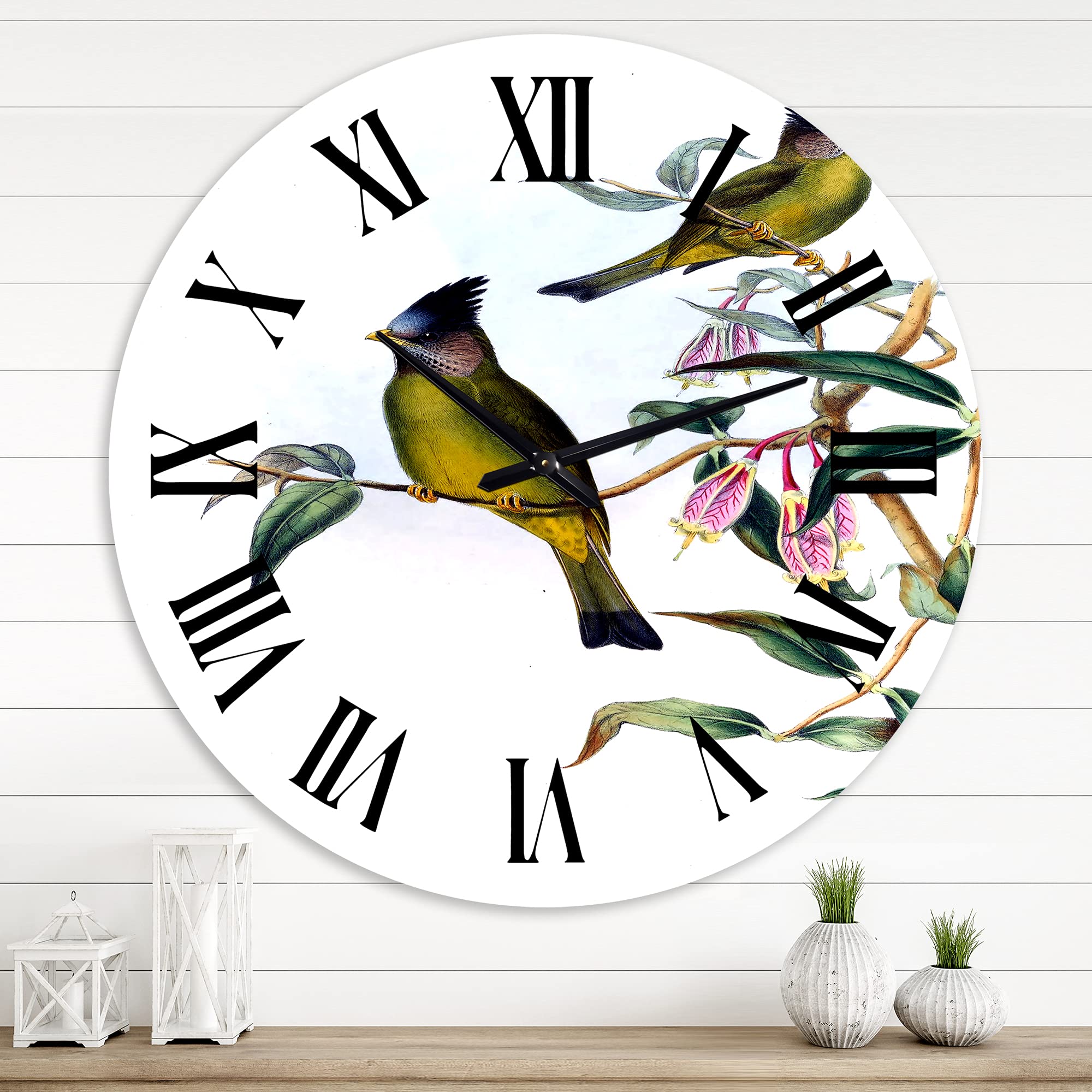 Vintage Farmhouse Wall Clock with Countryside Animals & Floral Design - Large Rustic Home Decor for Living Room, Kitchen, or Office